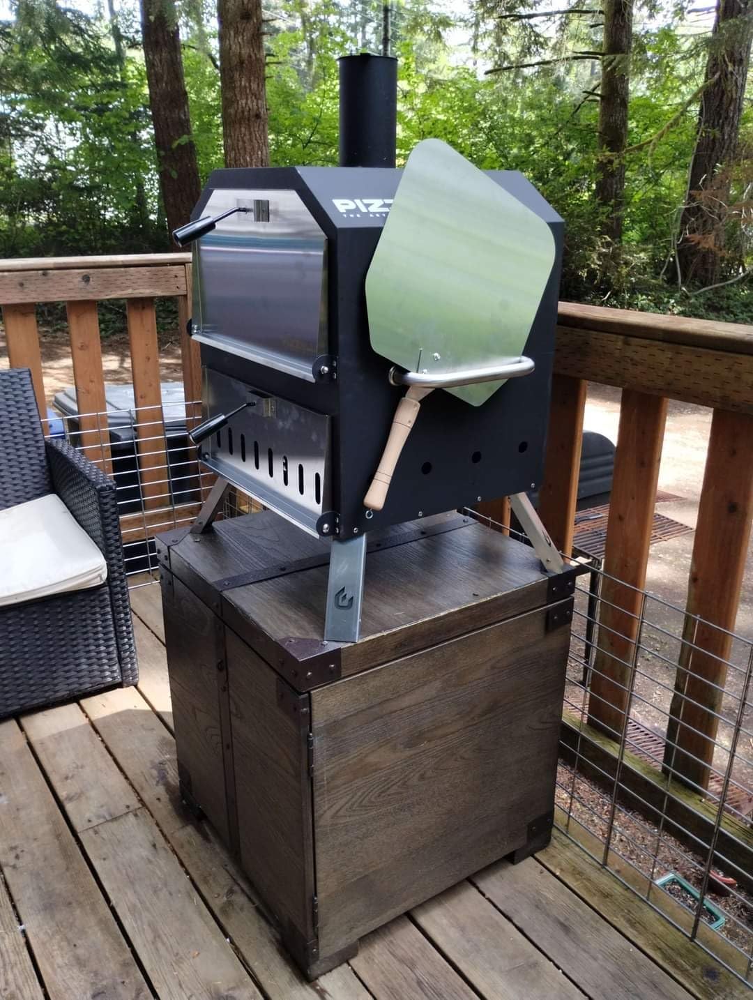 Pizzello Outdoor Pizza Oven Wood Fired 2-Layer Pizza Ovens Outside Pizza Maker with Stone, Pizza Peel, Cover,Removable Cooking Rack for Camping Backyard BBQ (Black) customer photo 2