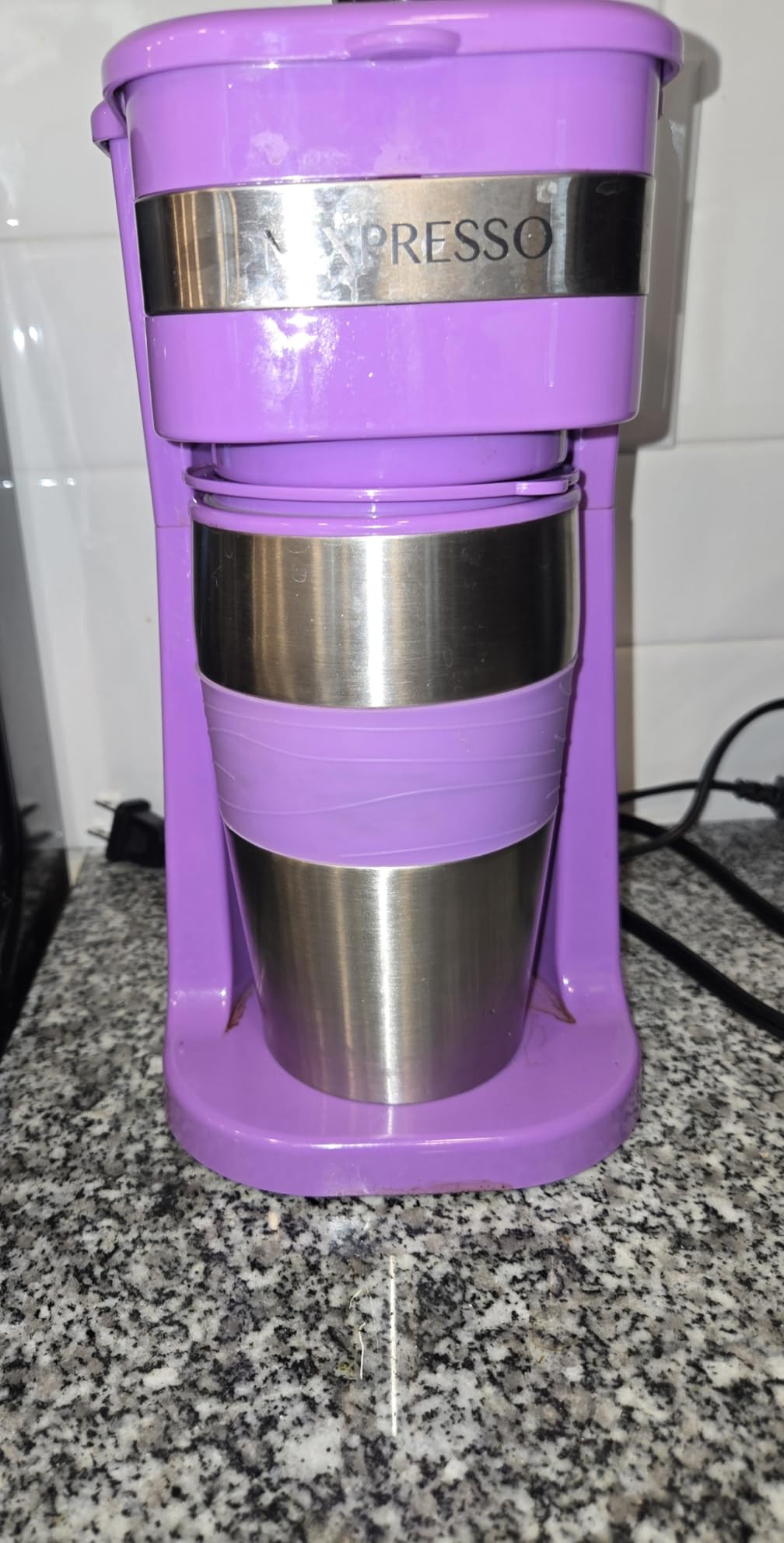 Mixpresso Single Serve & Single Cup Coffee Maker with 14oz Travel Mug Green | For ground coffee only, reusable filter, auto shut off. Compact personal drip coffee maker, not compatible with K-Cup pods. customer photo 2