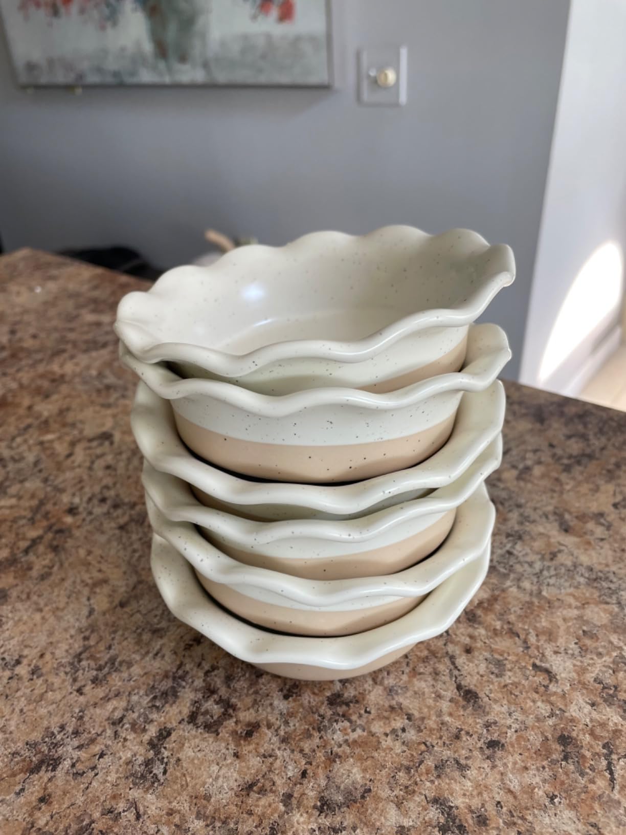 vancasso Ceramic Mini Pie Pans Set of 6, 5.2 Inch Small Pie Plates for Baking with Ruffled Edge, Individual Quiche Baking Dishes Tart Pans, Mini Pot Pie Plates for Microwave & Oven Safe, Blue customer photo 1