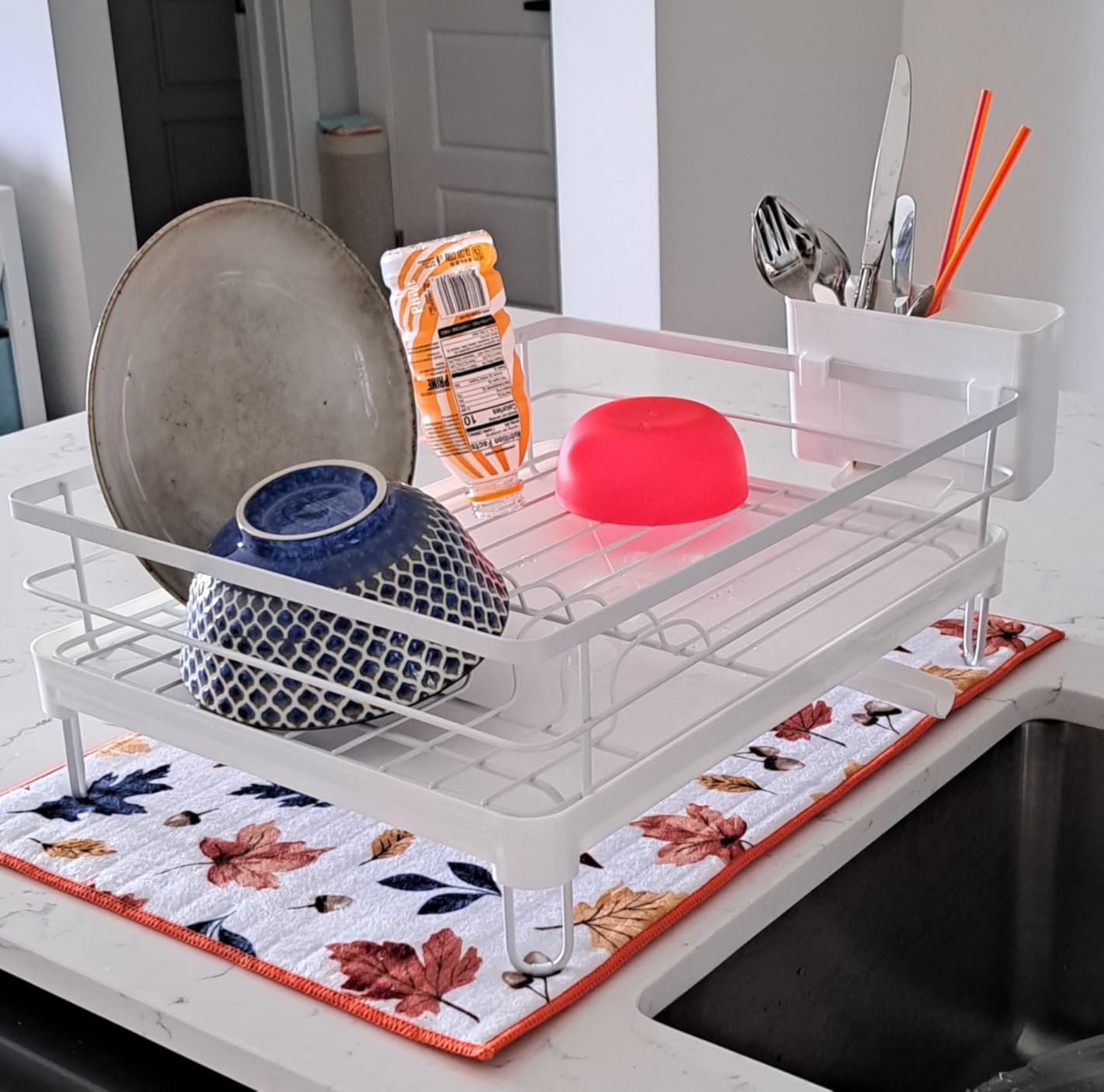 Kitsure Dish Drying Rack for Kitchen Counter, 12''W x 15.5''L, Black customer photo 2