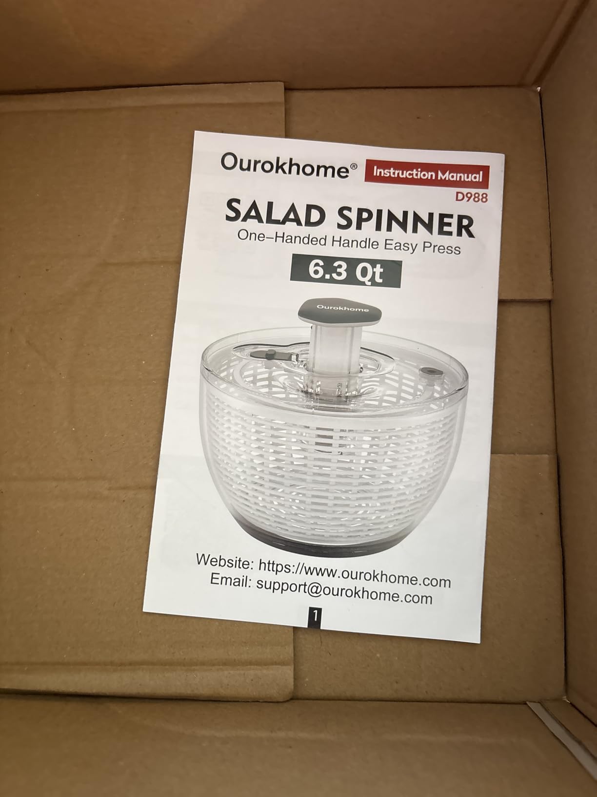Ourokhome 6.3 QT Salad Spinner with Fully Removable Lid, Large Lettuce Dryer with One-Hand Press Pump, Instant Stop Brake Button and Retractable Handle, Vegetable Washer & Spinner for Greens and Herbs customer photo 2