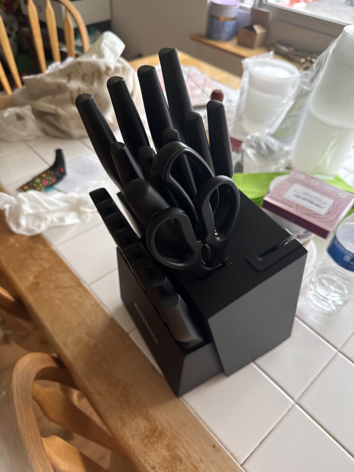 Knife Set, Astercook 21 Pieces Knife Sets for Kitchen with Block, Dishwasher Safe Kitchen Knife Set with Built-in Sharpener, German Stainless Steel Black Knife Block Set, Fathers Day Gift for Men customer photo 2