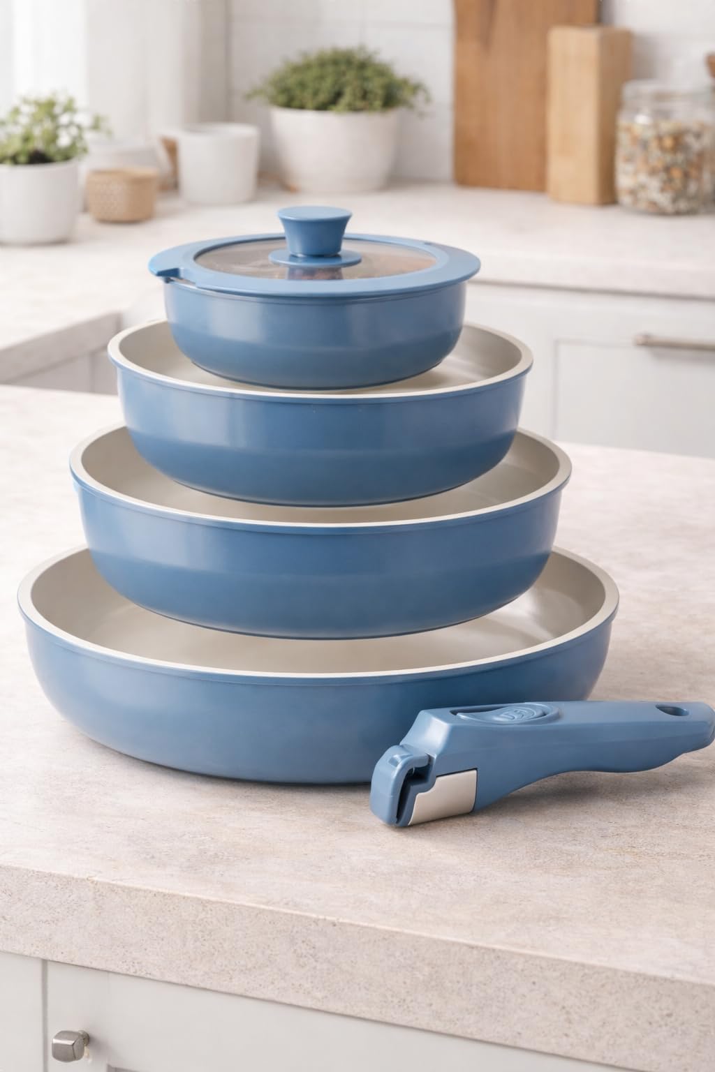 Redchef Ceramic Pots and Pans Set Non Stick, Non Toxic Pots and Pans Set Non Stick, PFAS PFOA & PTFE Free, Detachable Handle Pots and Pans 5 Piece, RV Cookware customer photo 1