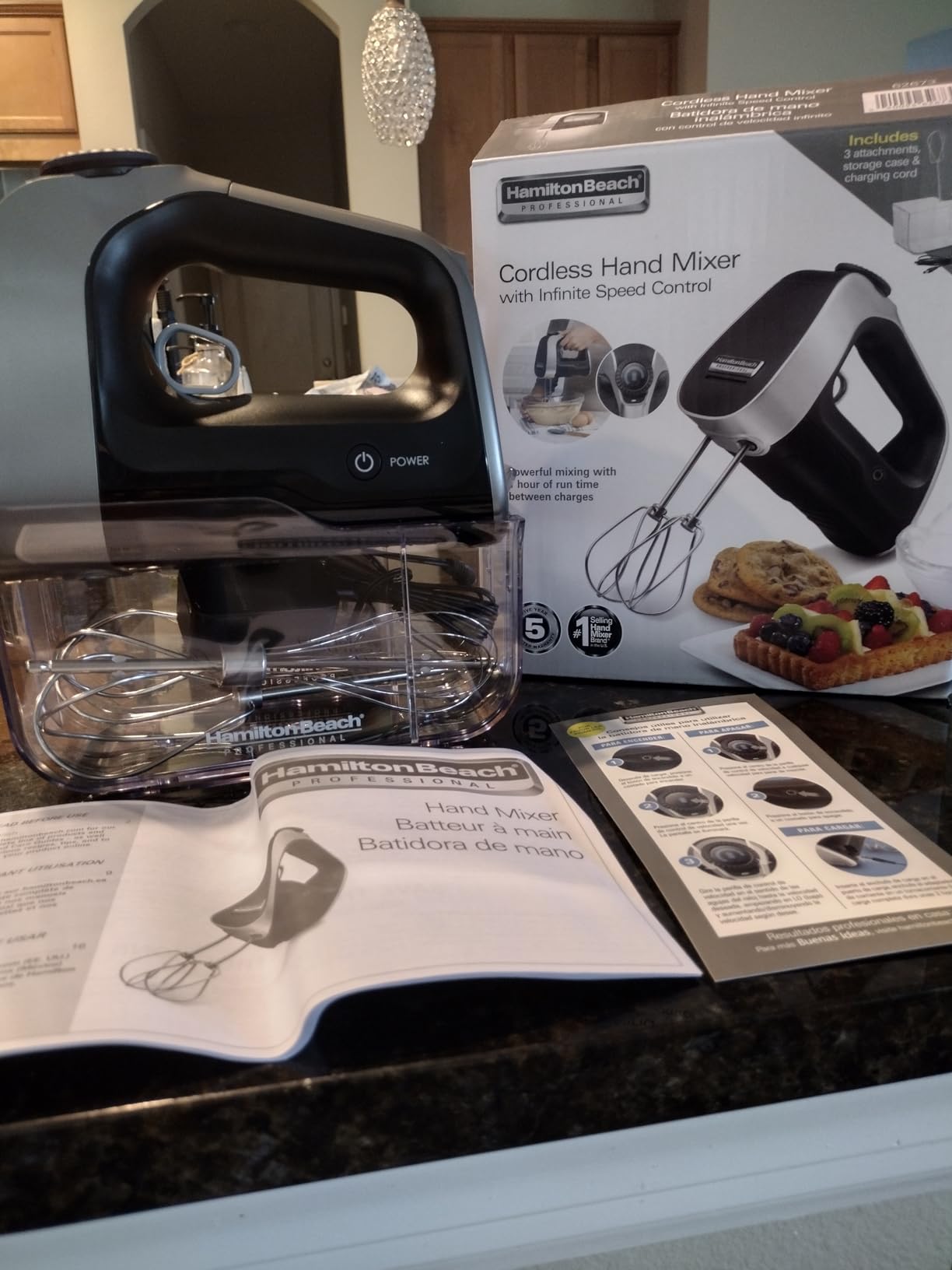 Hamilton Beach Professional Cordless Electric Hand Mixer | Infinite Speed Control | Powerful DC Motor | Quick Recharging | LCD Screen | Black | 62673 customer photo 1