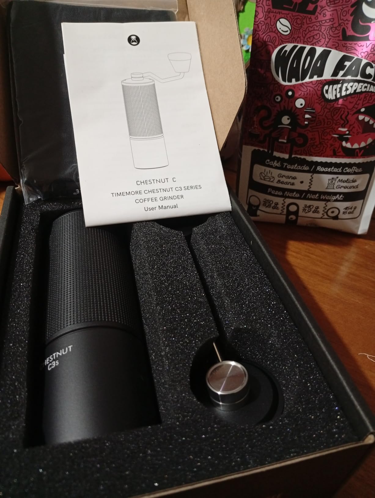 TIMEMORE Chestnut C3S Manual Coffee Grinder, Stainless Steel S2C Conical Burr Coffee Grinder, Hand Coffee Grinder, Adjustable Grind Setting for Travel/Camping/Home, Black customer photo 2