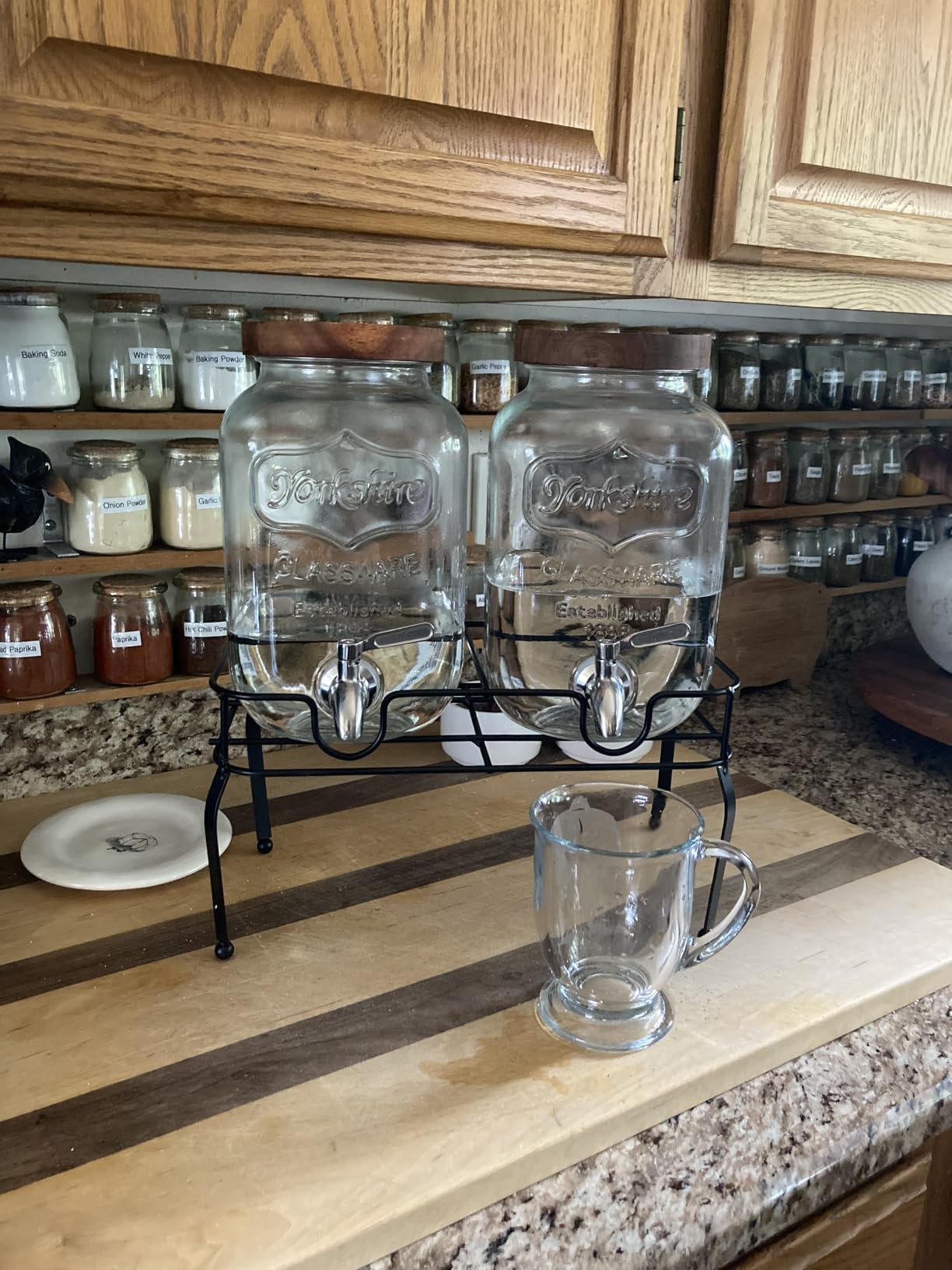 Mustry 1 Gallon Glass Drink Dispenser for Parties with Stand, 2 Pcs customer photo 2
