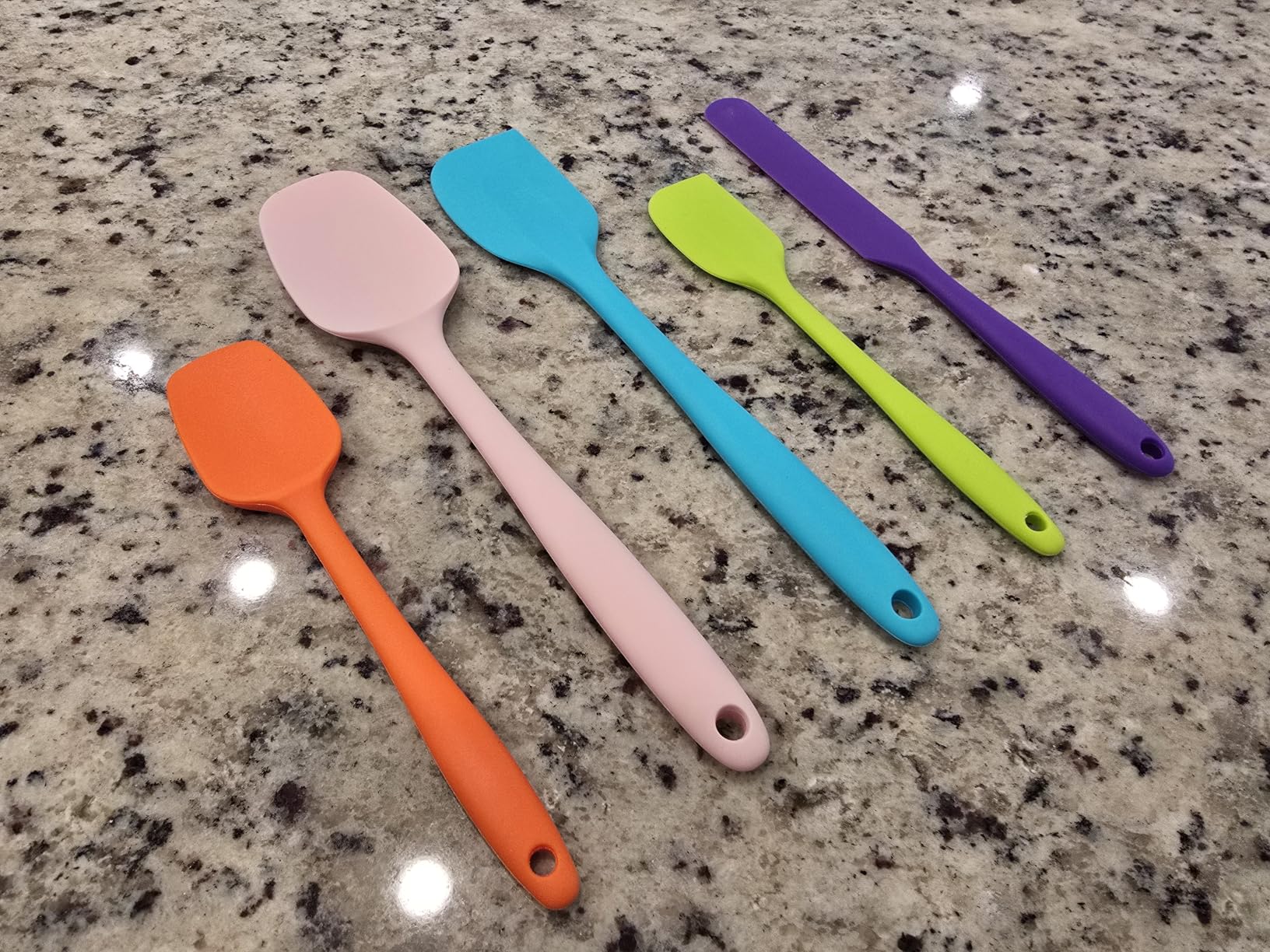 Silicone Spatula Set, 5 Piece Food Grade Rubber Spatulas for Baking, Cooking, and Mixing High Heat Resistant Non Stick Dishwasher Safe BPA-Free (Multicolor) customer photo 2