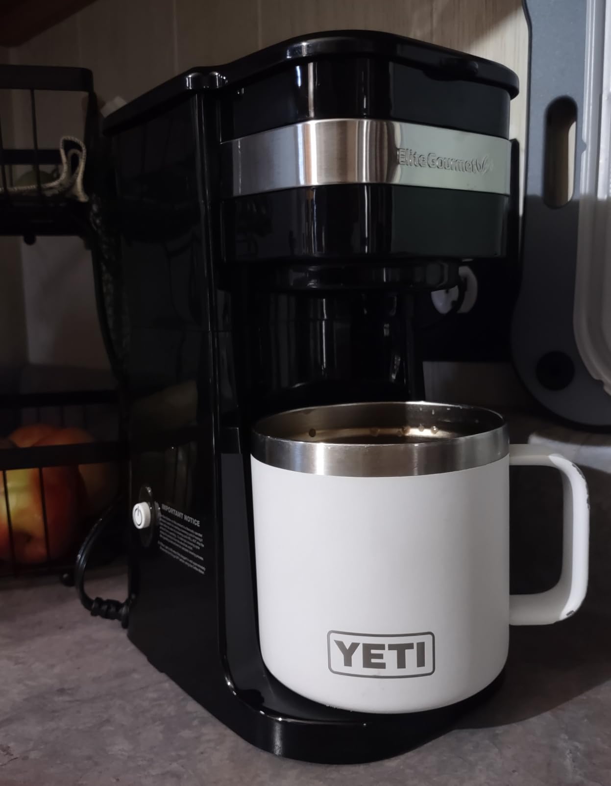 Elite Gourmet EHC114 Personal Single-Serve Compact Coffee Maker Brewer Includes 14Oz. Thermal Travel Mug with Stainless Steel Interior, Compatible with Coffee Grounds, Reusable Filter, Black customer photo 1