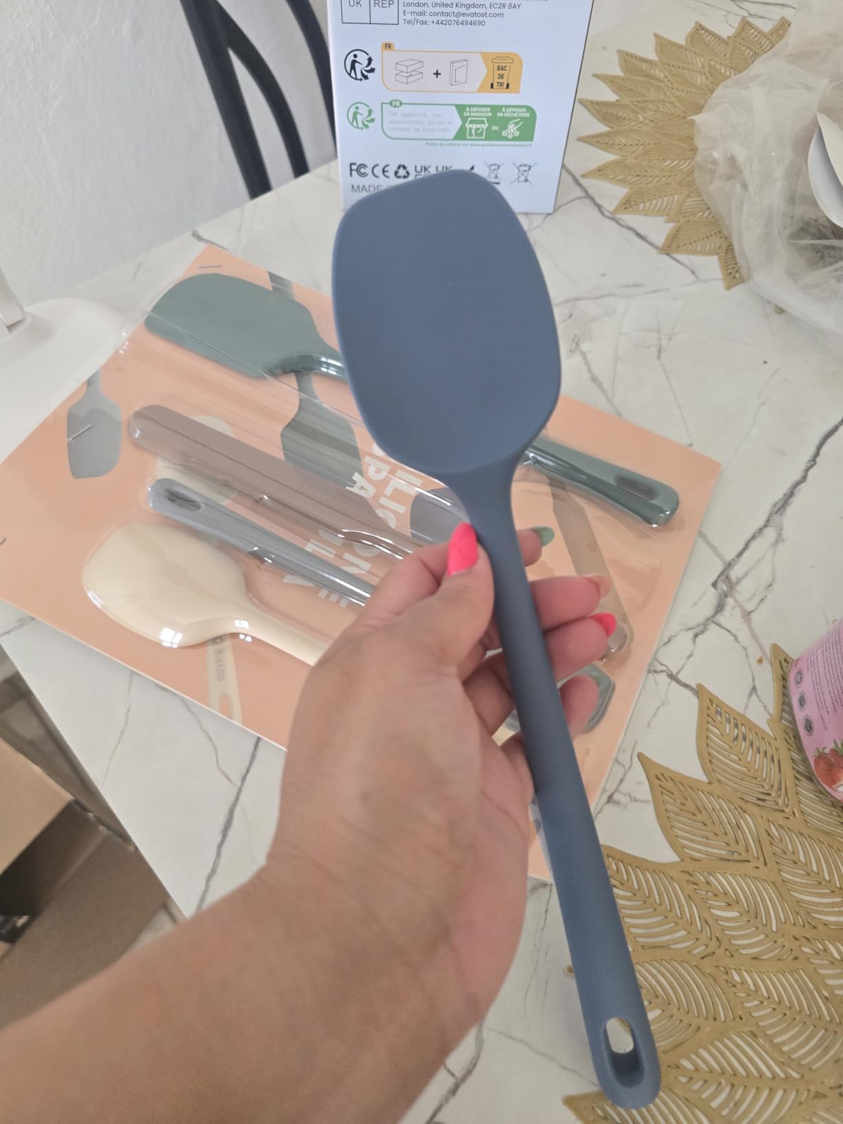 ChefAide 5 Pieces Silicone Spatula Set, Food Grade Rubber Spatula, Upgrade Strong Handle with Ergonomic Grip, Heat Resistant Up to 600F for Nonstick Cookware, Cooking customer photo 2