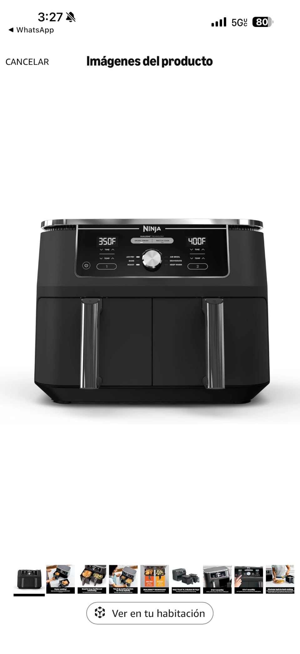 Ninja Foodi Air Fryer | 6-in-1 with 10-QT DualZone Baskets | Smart Finish to Cook 2 Foods at Once | Air Fry, Broil, Roast, Dehydrate, Keep Warm & Bake | 450° F |XL Capacity | Black | DZ302 customer photo 2