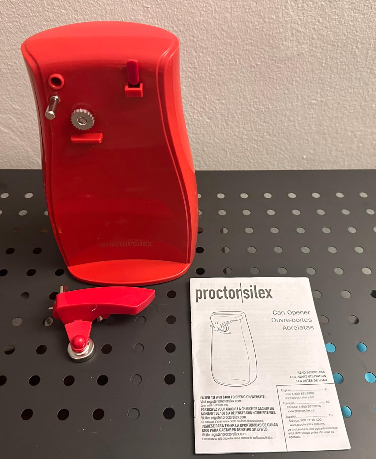 Proctor Silex Power Electric Automatic Can Opener for Kitchen with Knife Sharpener, Twist-off Easy-Clean Lever, Cord Storage, Red (75226) customer photo 2