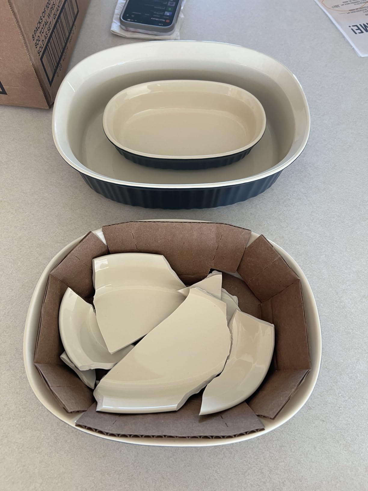 CorningWare Ceramic Bakeware Set with Lids Chip and Crack Resistant Stoneware Baking Dish, Microwave, Dishwasher, Oven, Freezer and Fridge Safe, 10-Piece French Navy customer photo 2