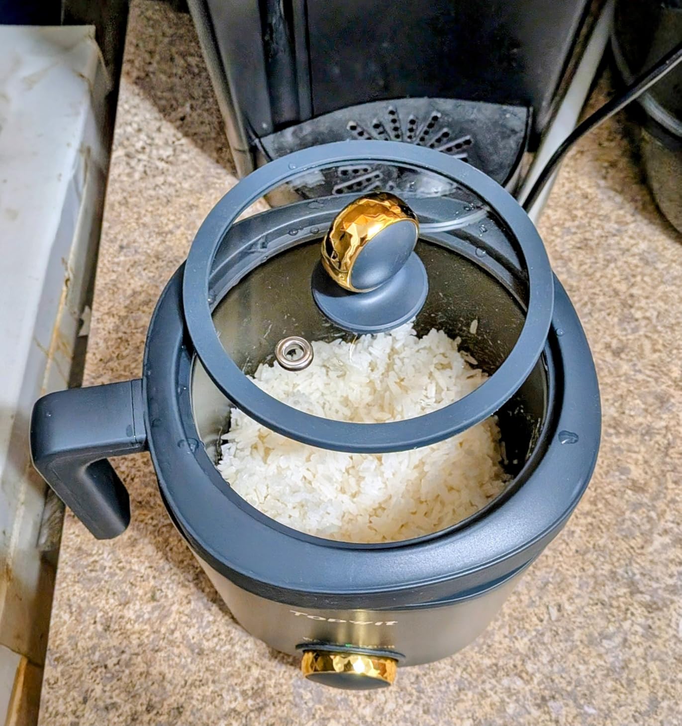 TOPWIT Rice Cooker Small 2-Cup Uncooked, Mini Rice Cooker, Removable Pot | 1.2L, Nonstick Pot, BPA-free, One-touch Operation, Auto Keep Warm, Ideal for Dorm, Office & Travel, Compact & Portable, Grey customer photo 1