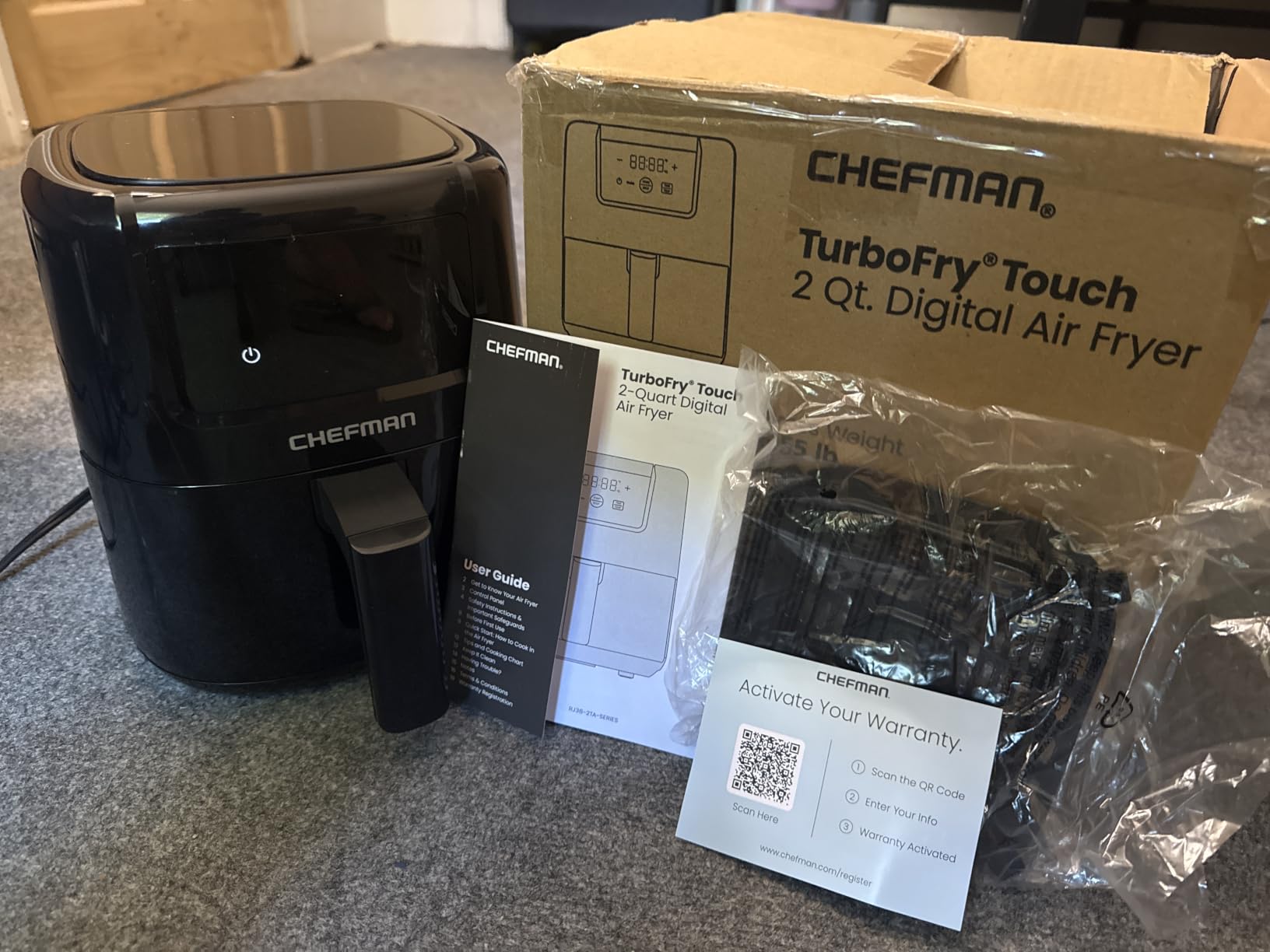 CHEFMAN 2 Qt Mini Air Fryer - Digital Space-Saving Compact Air Fryer with Nonstick and Dishwasher Safe Basket, Quick & Easy Meals in Minutes, Digital Timer and Shake Reminder, Red customer photo 2
