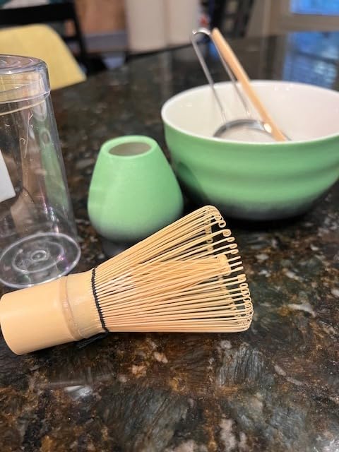 Buucup Matcha Set, Matcha Bowl with Spout, Matcha Whisk and Holder, Bamboo matcha Scoop and Stainless Sifter - 5 Pcs Jade Green Matcha Set Kit for Matcha Lover customer photo 1