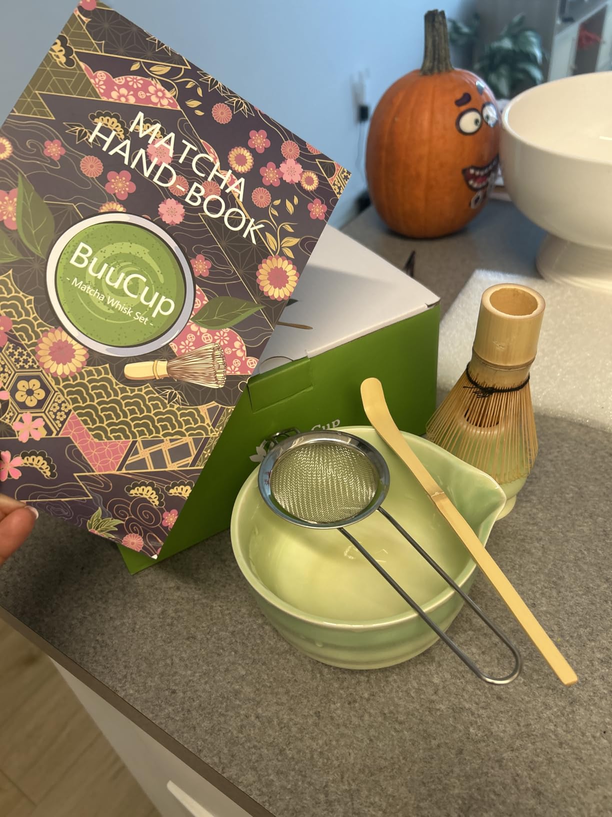 Buucup Matcha Set, Matcha Bowl with Spout, Matcha Whisk and Holder, Bamboo matcha Scoop and Stainless Sifter - 5 Pcs Jade Green Matcha Set Kit for Matcha Lover customer photo 2