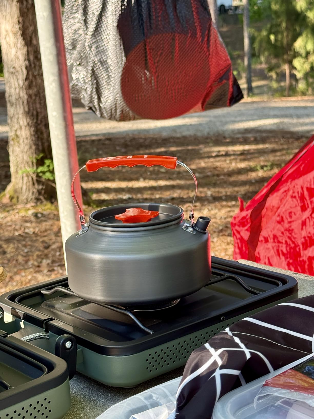 THTYBROS 17pcs Camping Cookware Mess Kit, for Camping, Backpacking, Picnic | 0.45Gal Pot, 7inches Pan, 0.30Gal Kettle Set with 2 set Stainless Steel Cups Plates Forks Knives Spoons, Pots, Pans & Griddles customer photo 2