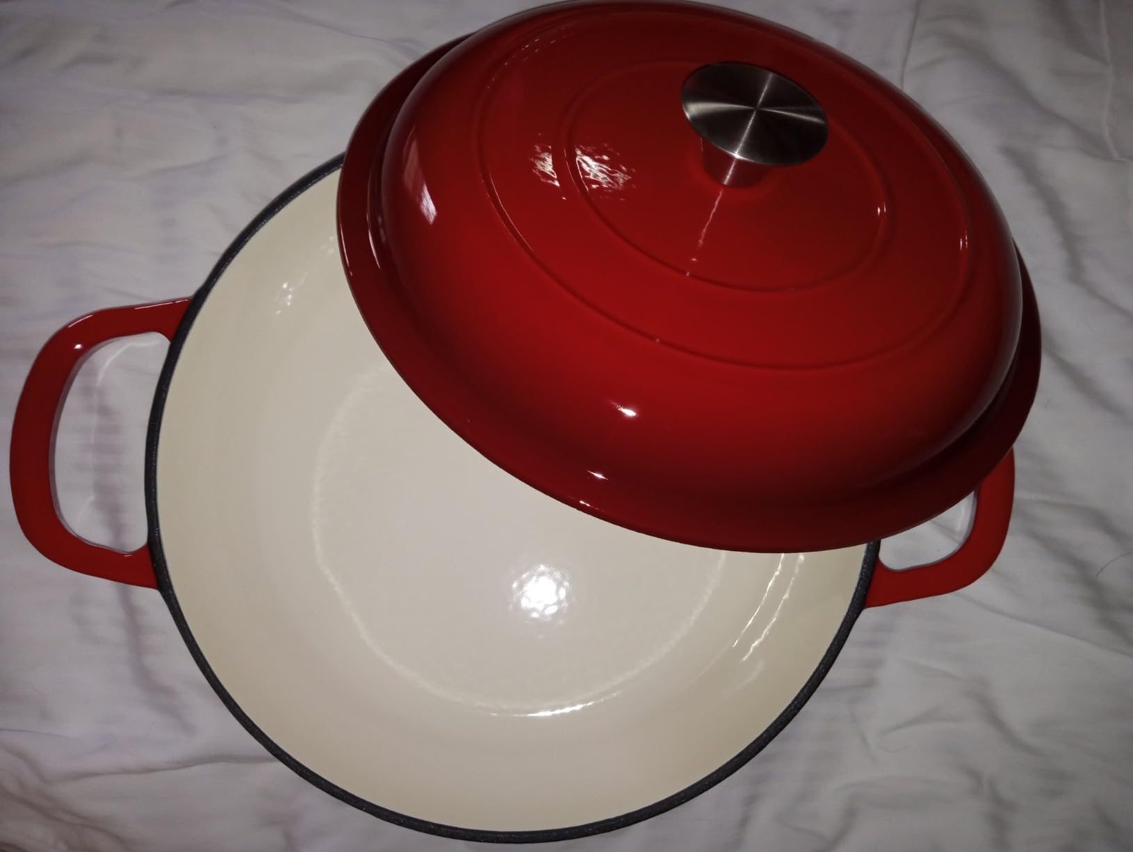 3 Quart Enameled Cast Iron Braiser, Non Stick Enameled Cast Iron Skillet with Lid, Dutch Oven Skillet with lid up to 500F for Oven, Stove, Grill, Shallow Dutch Oven for Cook, Bake (Red) customer photo 2