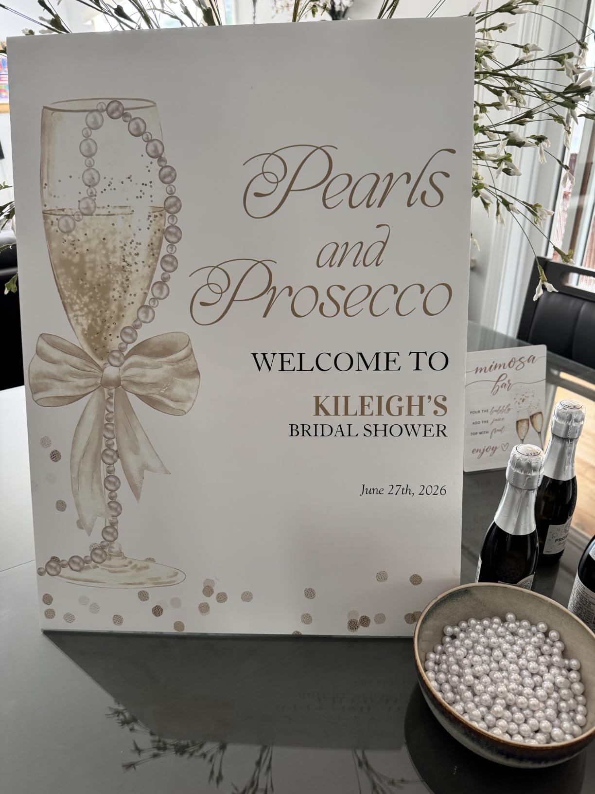 Mimosa Bar Sign, Mimosa Bar Supplies, Champagne Brunch Decor, Wooden Tabletop Sign With Stand, Mimosa Bar Decor For Bridal Shower Baby Shower Wedding Birthday Christmas Party, 16, Rustic customer photo 2