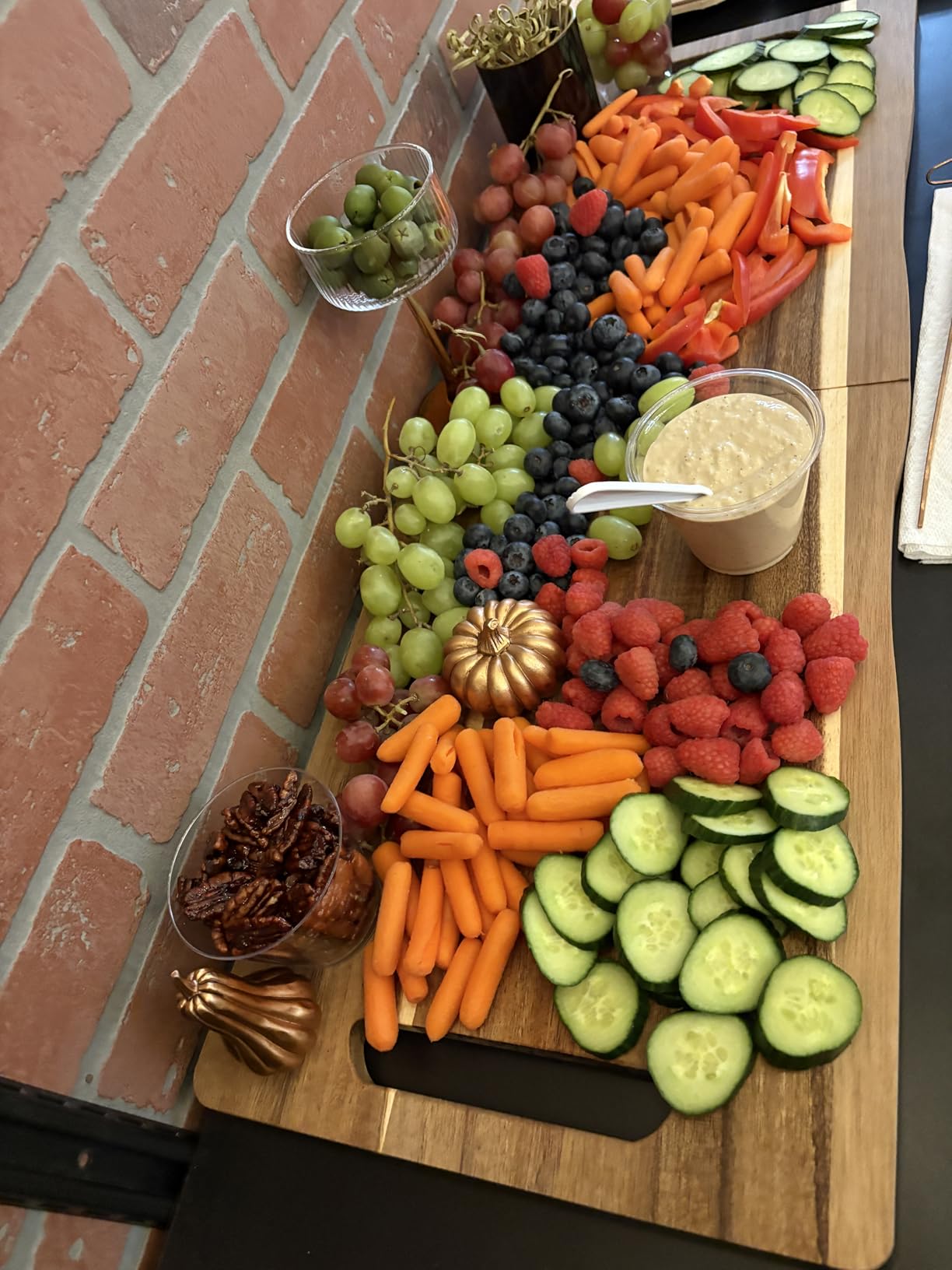 Acacia Large Charcuterie Board, Wood Charcuterie Boards with Handles Foldable Travel 33 x 12 Inch Cheese Boards Serving Board with Food Meat Party Appetizers (Large, Rectangular) customer photo 1