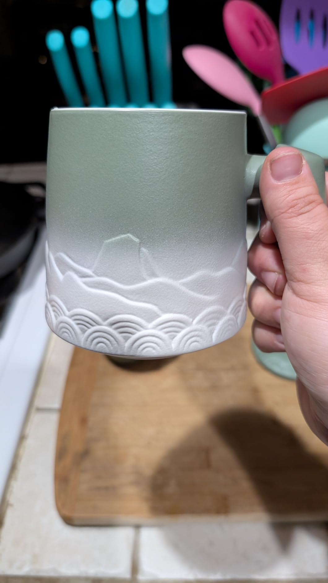 ZENS Tea Mug with Infuser and Lid for Loose Tea Steeper, 14.5oz Blue - Embossed Ceramic Tea Cup customer photo 1