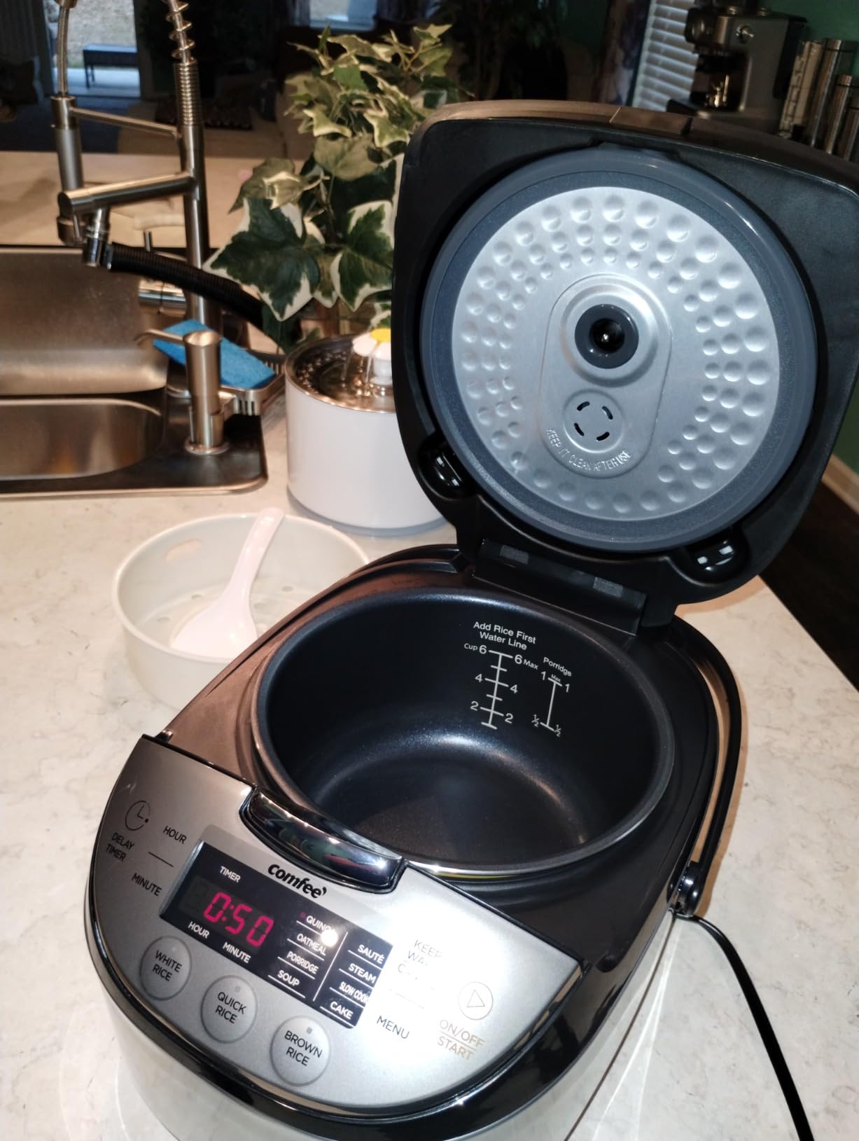 COMFEE' Rice Cooker with Fuzzy Logic, 11-Preset Modes, 6-Cups Uncooked Rice | 12 cups cooked, japanese rice cooker style, portable non-stick rice maker, steamer, fast, grain cooker, 24-hour delay timer customer photo 1