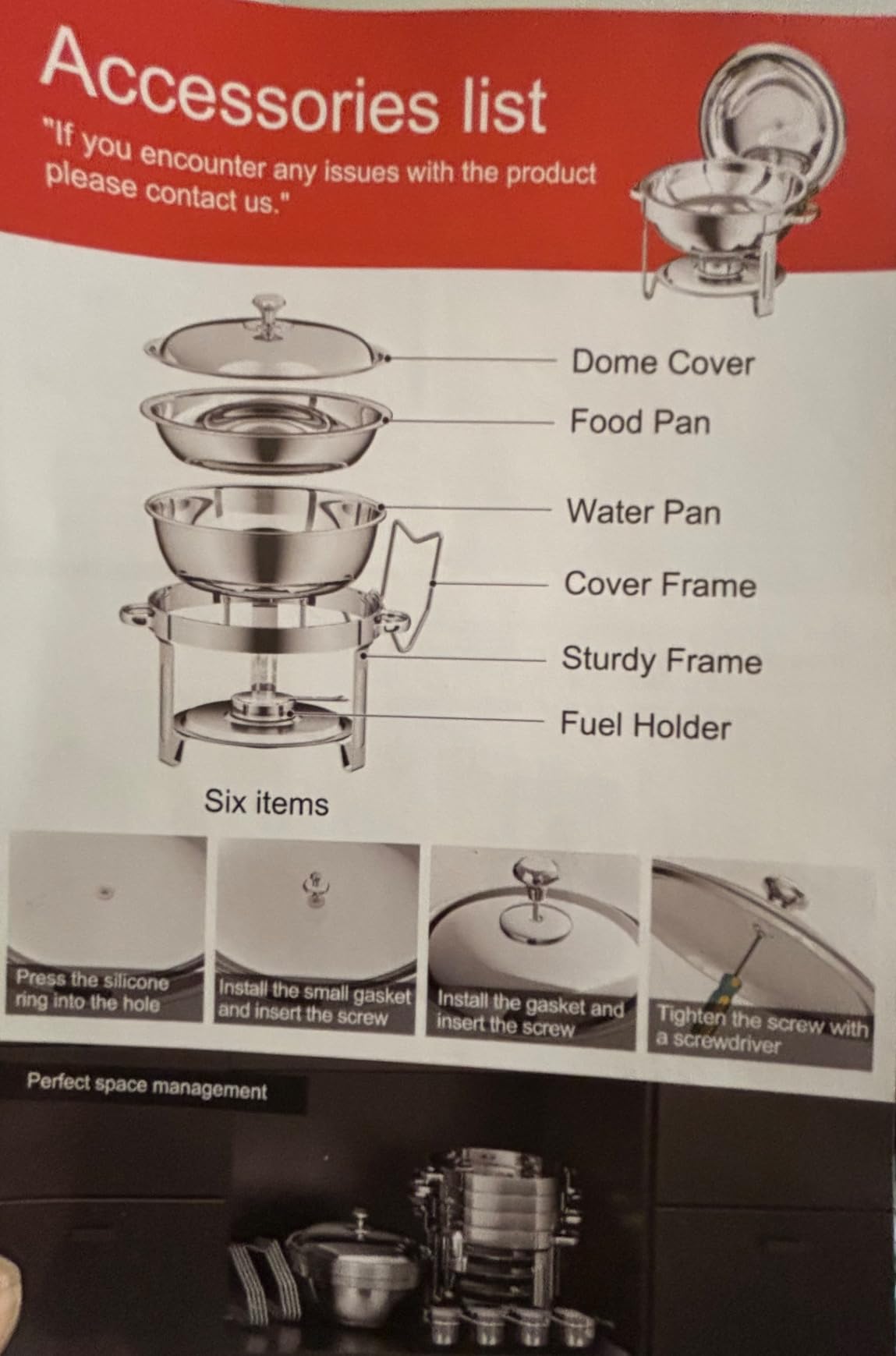 Chafing Dishes for Buffet, 4 Pack 5QT Round Stainless Steel Chafing Dish Set for Home Parties, Christmas Gatherings, Catering Events Complete Buffet Warmer Set (Golden 4) customer photo 1