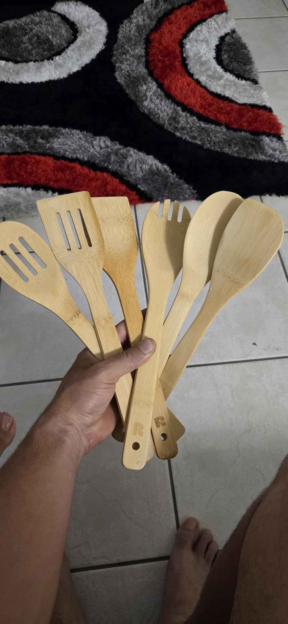 Riveira Dark Bamboo Wooden Spoons for Cooking 6-Piece, Apartment Essentials Wood Spatula Spoon Nonstick Kitchen Utensil Set Premium Quality Housewarming Gifts for Everyday Use customer photo 1
