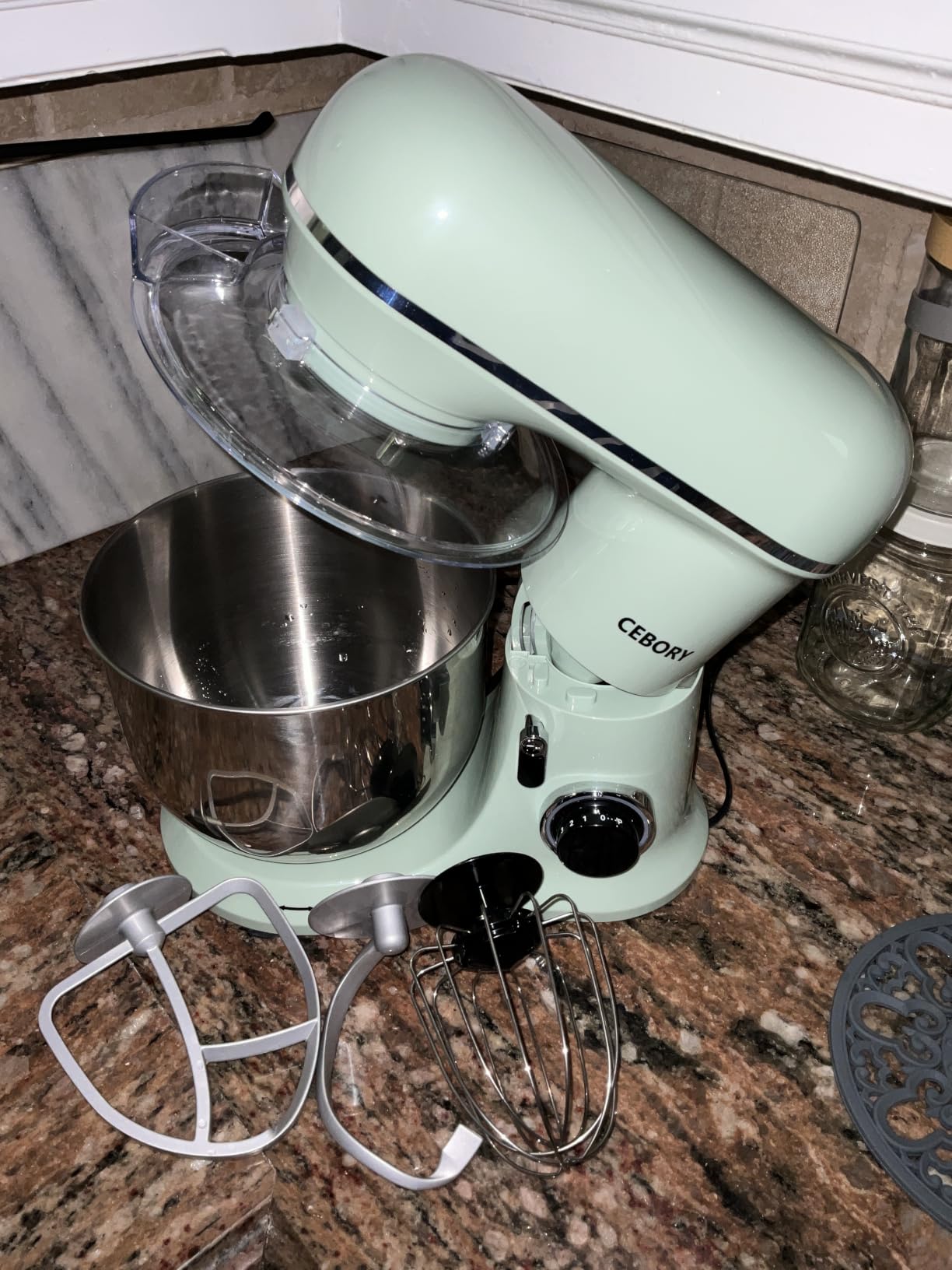 CEBORY 3-IN-1 Electric Stand Mixer, 6.5QT Bowl 660W 10-Speed Kitchen Mixer, Household Food Mixers include Dough Hook, Beater and Whisk, Bread Cake Mixer for Baking and Most Home Cooks, Purple customer photo 2