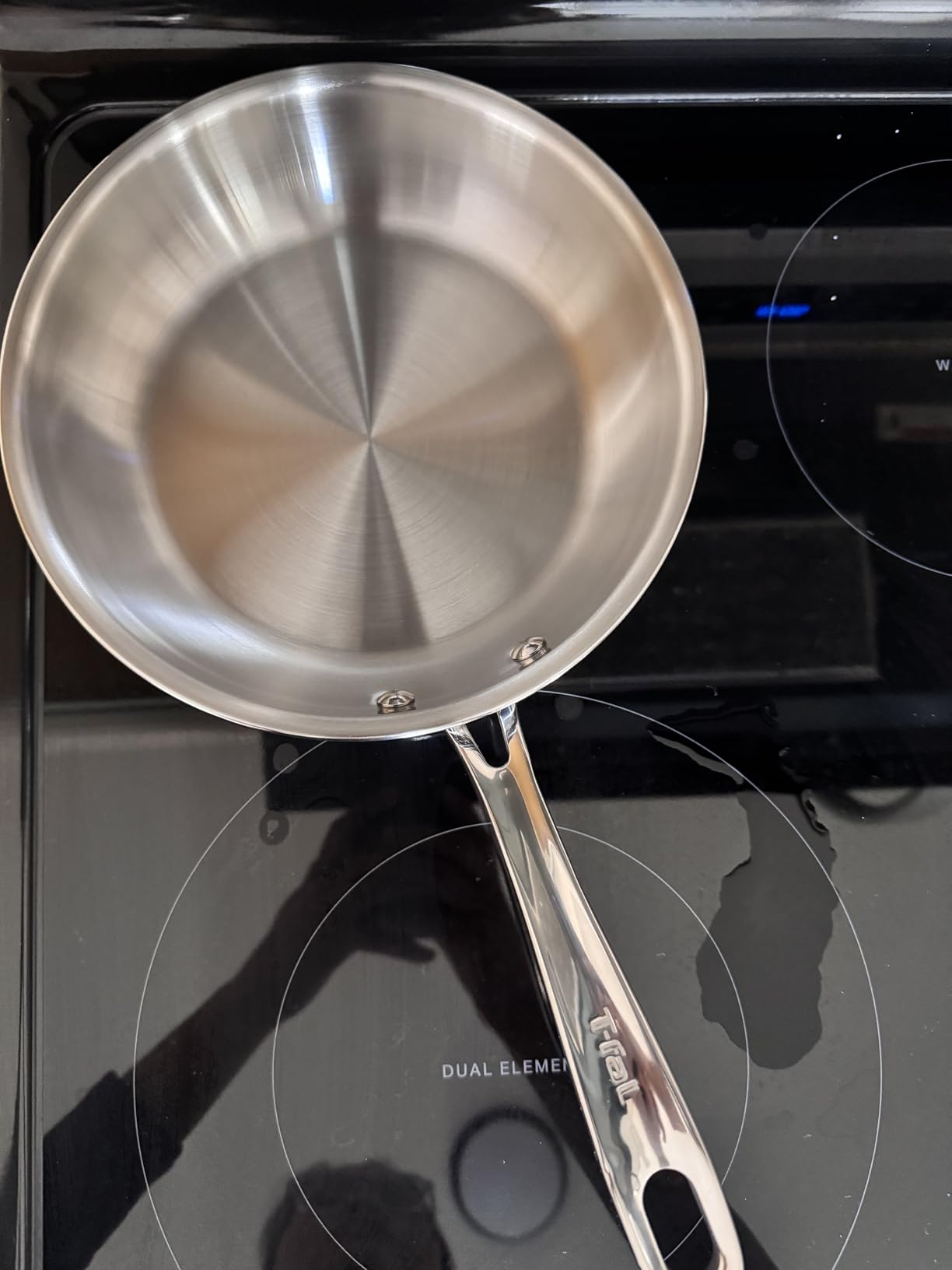 T-Fal Pro Tri-Ply Stainless Steel 10 in Frying Pan, Induction Skillet | Tri-ply construction, NSF professional grade, Built-in measuring marks, Sears steaks and fillets, Oven safe to 500 °F customer photo 2