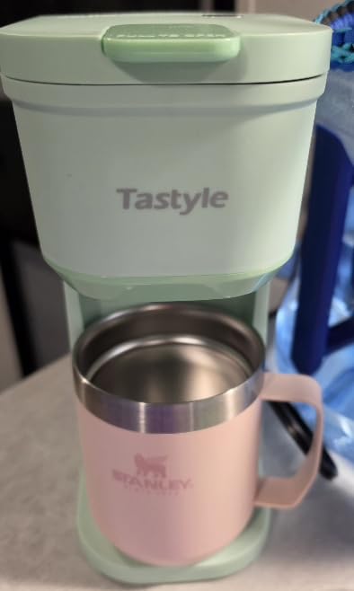Tastyle Mini Single Serve Coffee Maker for K Cups and Grounds with Handle | for Travel, Camping, Office, RV and Dorm, Portable Handle, 120V, 6 to 12 Oz Brew Size, BPA Free, K302, Black and Gold customer photo 1