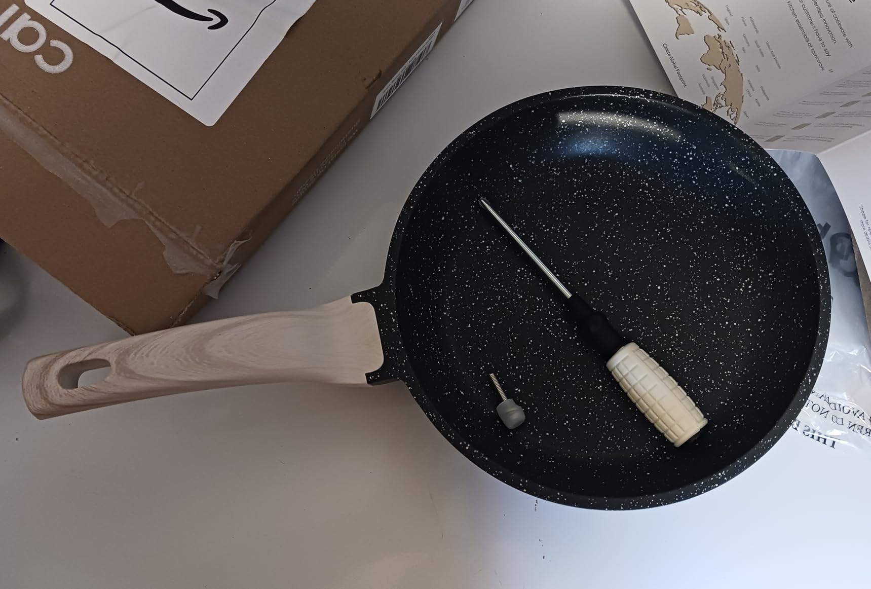 CAROTE 8 Inch Non Stick Frying Pan, Cream White Granite Skillet | Kitchen Healthy Non Toxic Stone Cookware, All-Stovetop Compatible, Cool Handle, Easy to Clean, PFOA Free customer photo 1