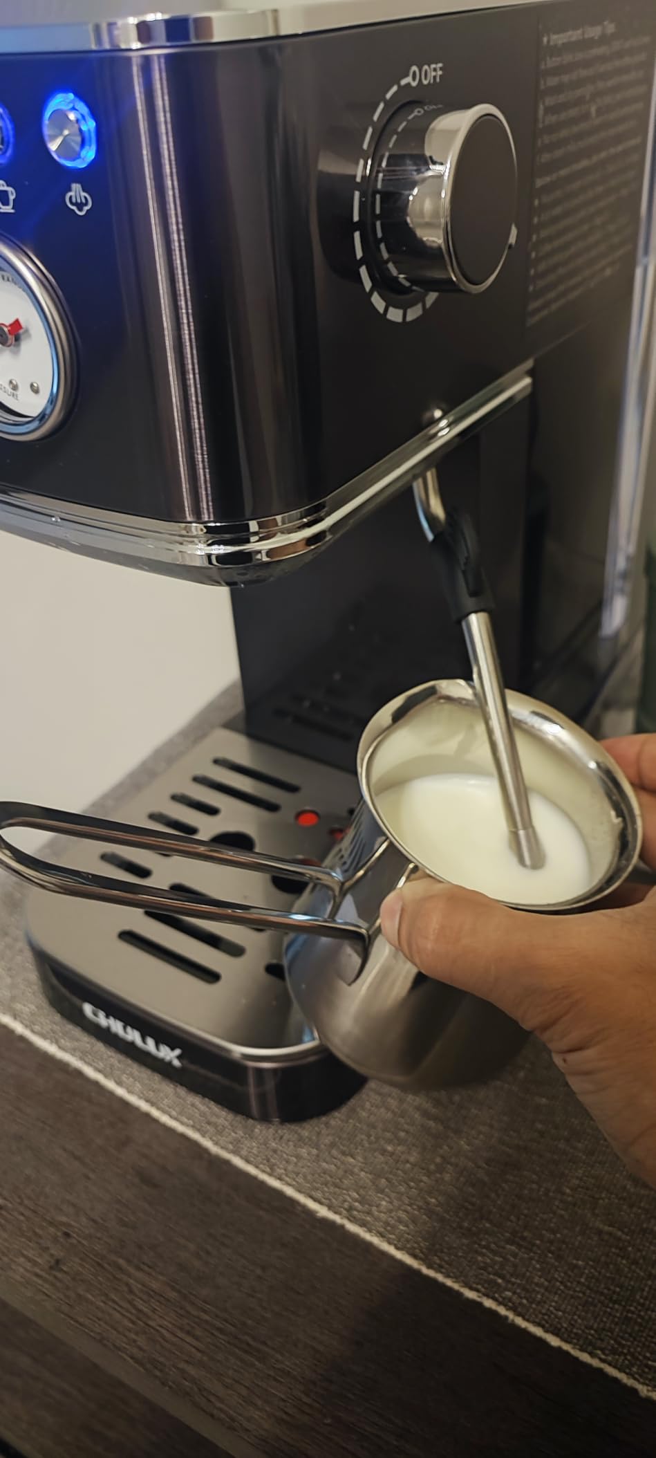CHULUX Slim Espresso Machine with Milk Frother, 20 Bar Professional Italian Pump Espresso Coffee Machine for Home Cappuccino & Latte Maker, Stainless Steel, Creamy customer photo 2
