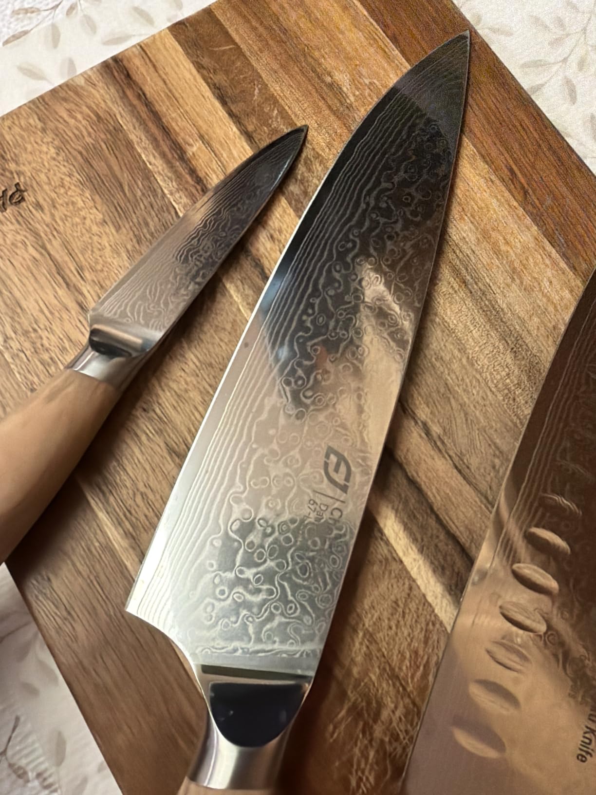 Damascus Kitchen Knife Set, 3 PCS Japanese Chef Knife Set, 67-Layers Damascus Knife with Original Olive Wood Handle customer photo 1