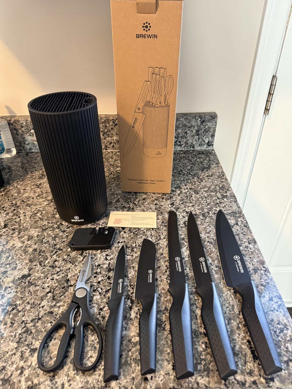 Knife Set, Brewin Kitchen Knife Set, Knives Set for Kitchen, Universal Knife Block, Utility Knife Block Set, New Home Essentials, Apartment Essentials, Camping essentials, RV Essentials customer photo 2