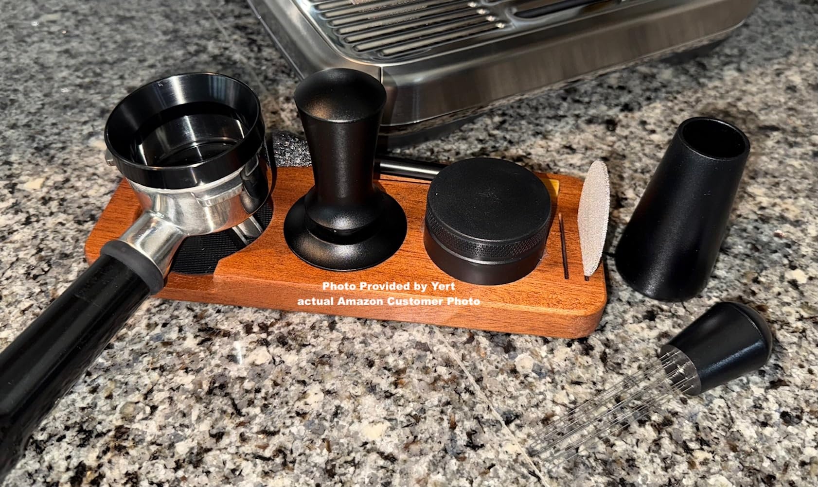 7 PCS Espresso Accessories, WDT Tool Espresso Machine Tamper Tools | Barista Tools Kit, Coffee Tamper with Wood Espresso Tamping Station, Distributor, Stirrer, Dosing Funnel, Brush, Puck Screen (54mm) customer photo 1