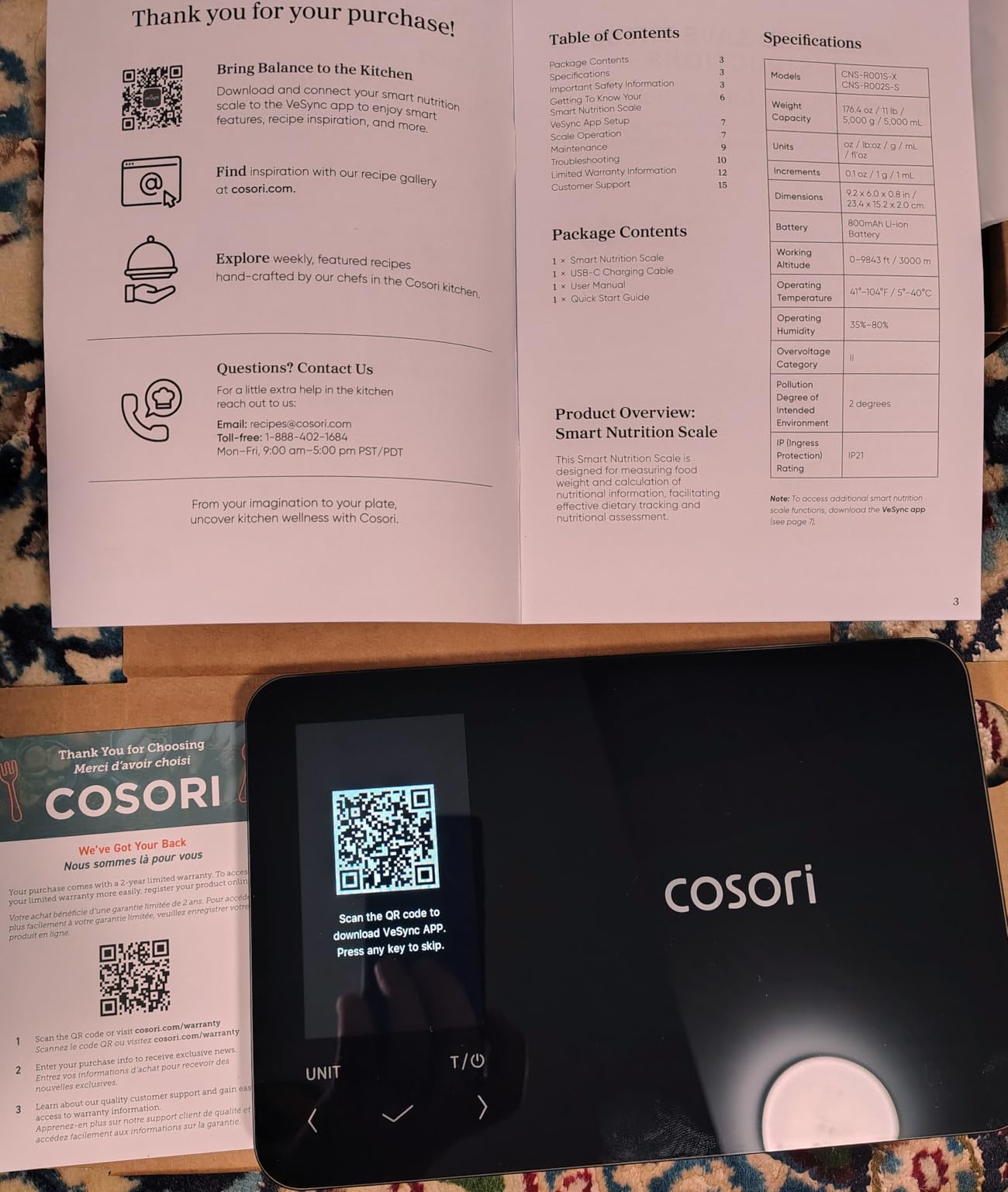 Cosori Smart Food Scale with Nutritional Calculator, USB Rechargeable, 11lb | AI Food Scan, Barcode Scan, 50 Food Preload, Free APP with 19 Nutrients, Calorie & Macro Tracking for Weight Loss customer photo 2
