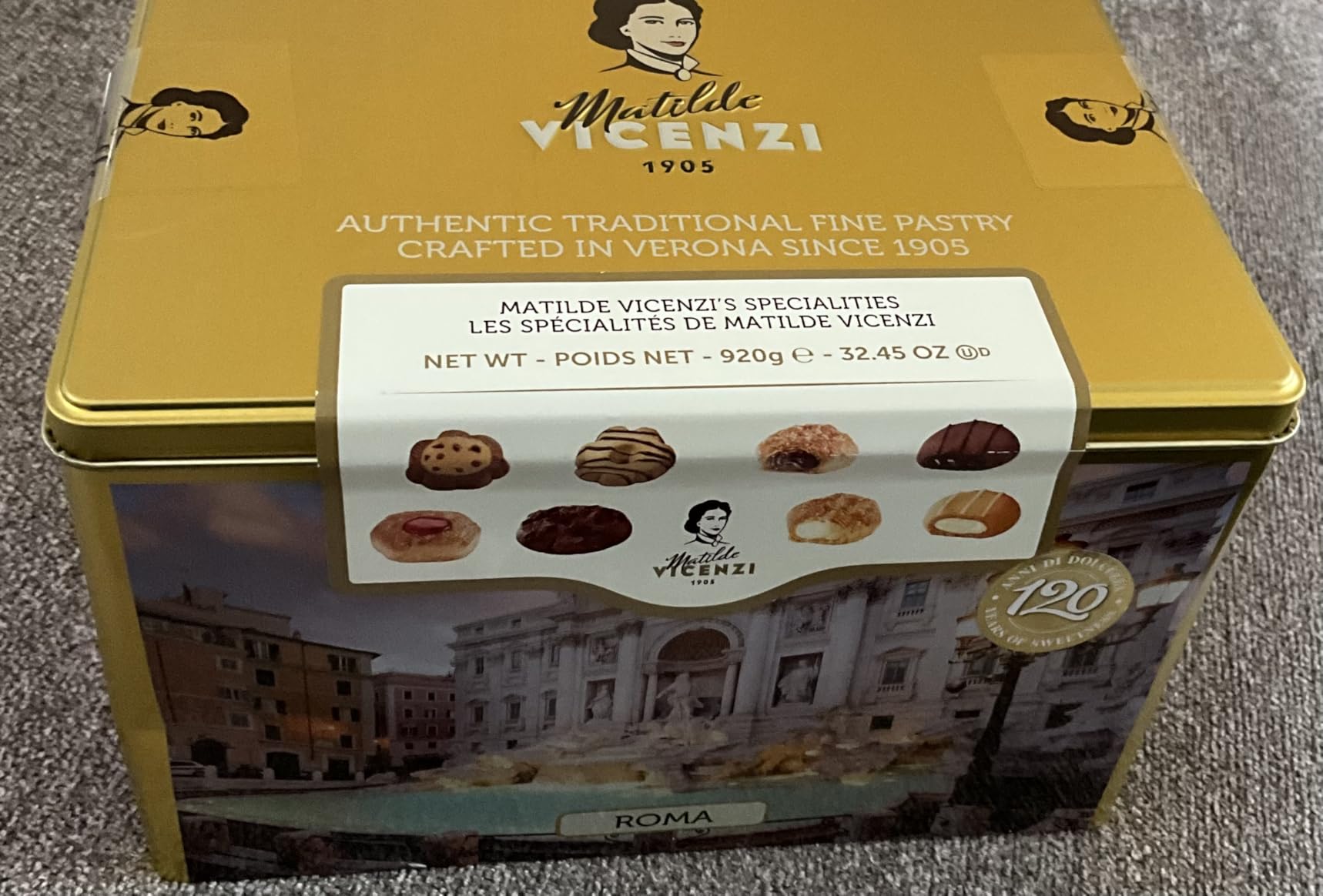 Matilde Vicenzi Roma Cookie Gift Tin - Pastries & Cookies in Individually Wrapped Trays - Gourmet Gifts For Hosts, Birthdays - Assorted Cookies in Italian Design Tin 32.5oz (920g) customer photo 1