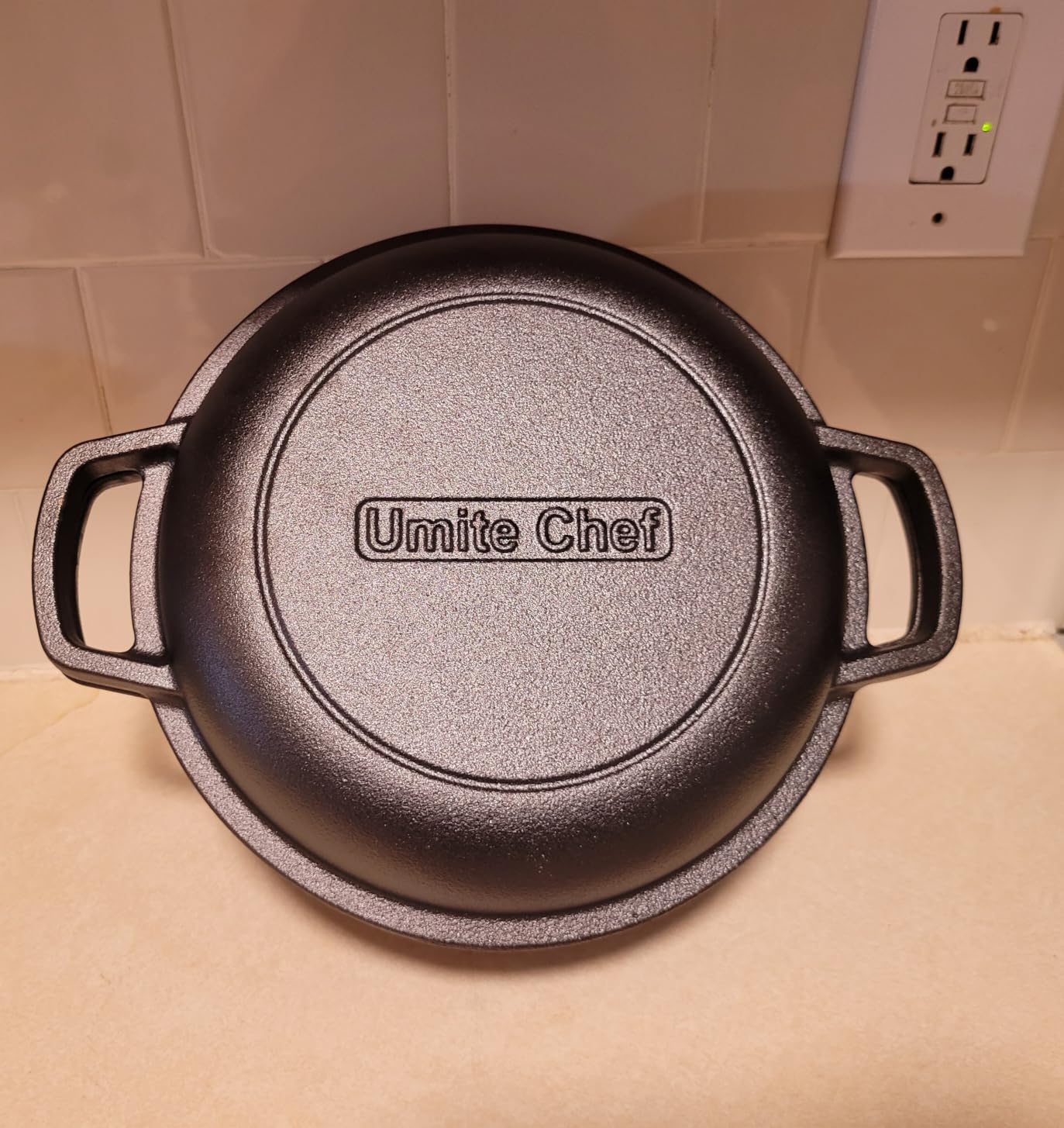 Cast Iron Dutch Oven Pot with Skillet Lid - Pre-Seasoned - Skillet Lid Cooking Pan- PFAS-Free -Umite Chef Cast Iron Skillet Cookware for Bread, Frying, Baking - Dual Handles - Oven, Grill, Campfire & Stovetop Safe - Durable & Non-Toxic, 5QT customer photo 2