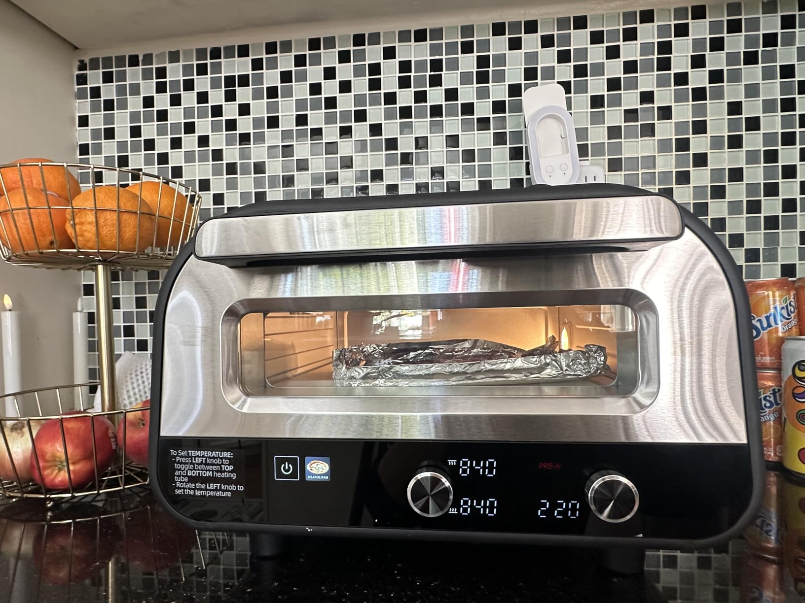 AMZCHEF Indoor Electric Pizza Oven 12-Inch Countertop 840°F Preset/Manual | Stainless steel, 1700W Dual Heating, Compact Design, 6 Presets for Neapolitan, NY-style and Frozen Pizza customer photo 1