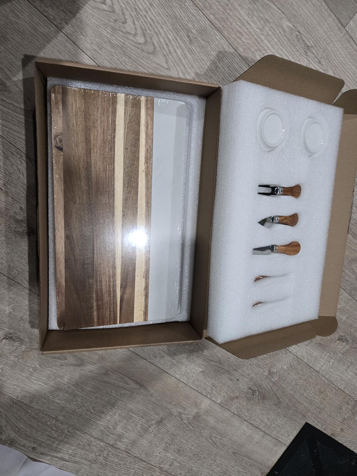 Charcuterie Board Set with Accessories- Marble & Acacia Wood Board customer photo 2
