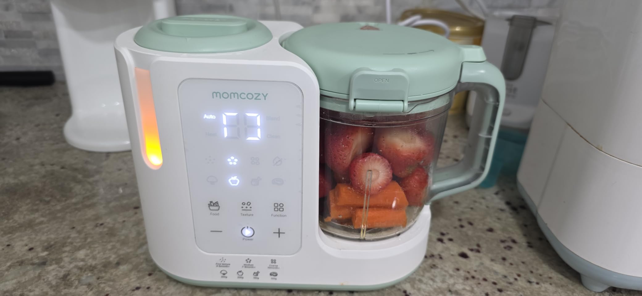 Momcozy AutoMeal Baby Food Maker - One-Step Auto Steam & Blend Food Processor, 15oz Large Cup & 6-Blade Design, Self-Cleaning, Auto 3-Stage Texture Settings customer photo 1