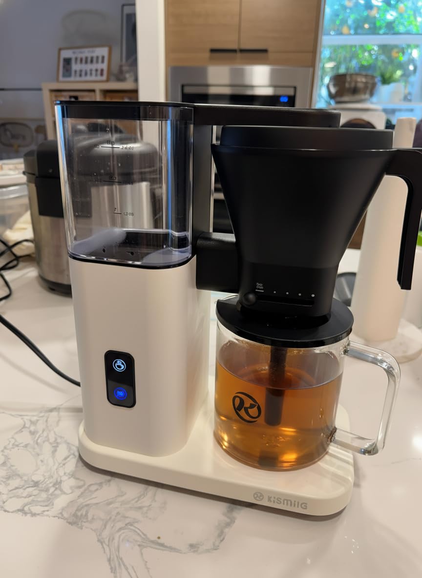 Kismile SCA-Certified 8 Cup Drip Coffee Maker, Pour Over Coffee Machine with 3s Instant Heat 197-205F, Adjustable Flow Control, Removable Water Tank, Deep Cold Brew & 40 Min Keep Warm (Silver) customer photo 1