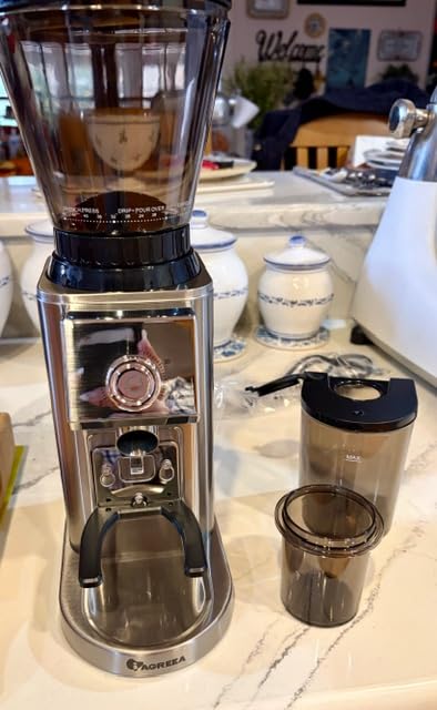 IAGREEA Coffee Grinder for Home Use, Conical Burr Espresso Grinder 48 Grind Settings, 450RPM Low-Speed Anti-Static, Precision Timer for Espresso, Drip, French Press, Cold Brew, Metallic Silver customer photo 2
