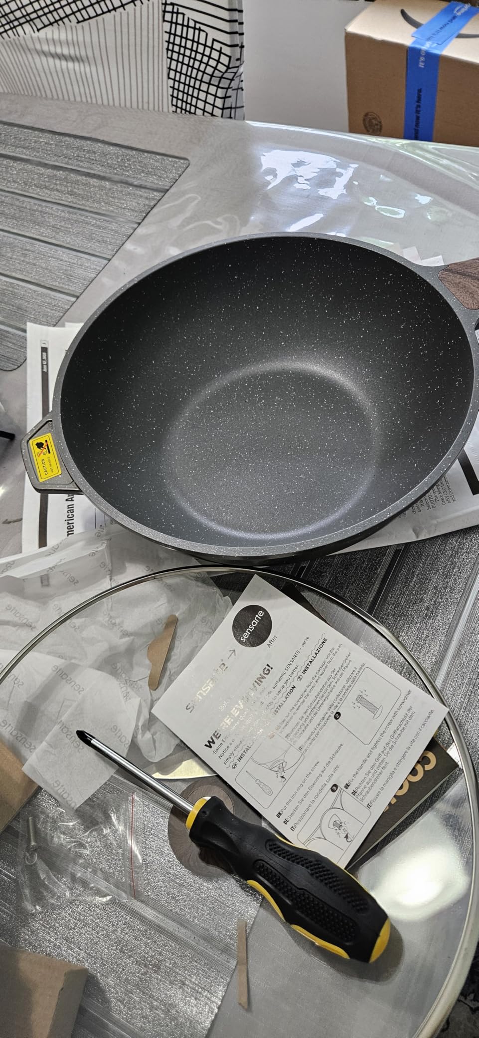 SENSARTE Nonstick Wok Pan with Lid 11Inch, Healthy Stir-fry Pan Chef's Pan | Induction Cookware, Swiss Granite Coating, Even & Fast Heating, Non stick Frying Pan Skillet, Stay-cool Handle, PFOA Free customer photo 1