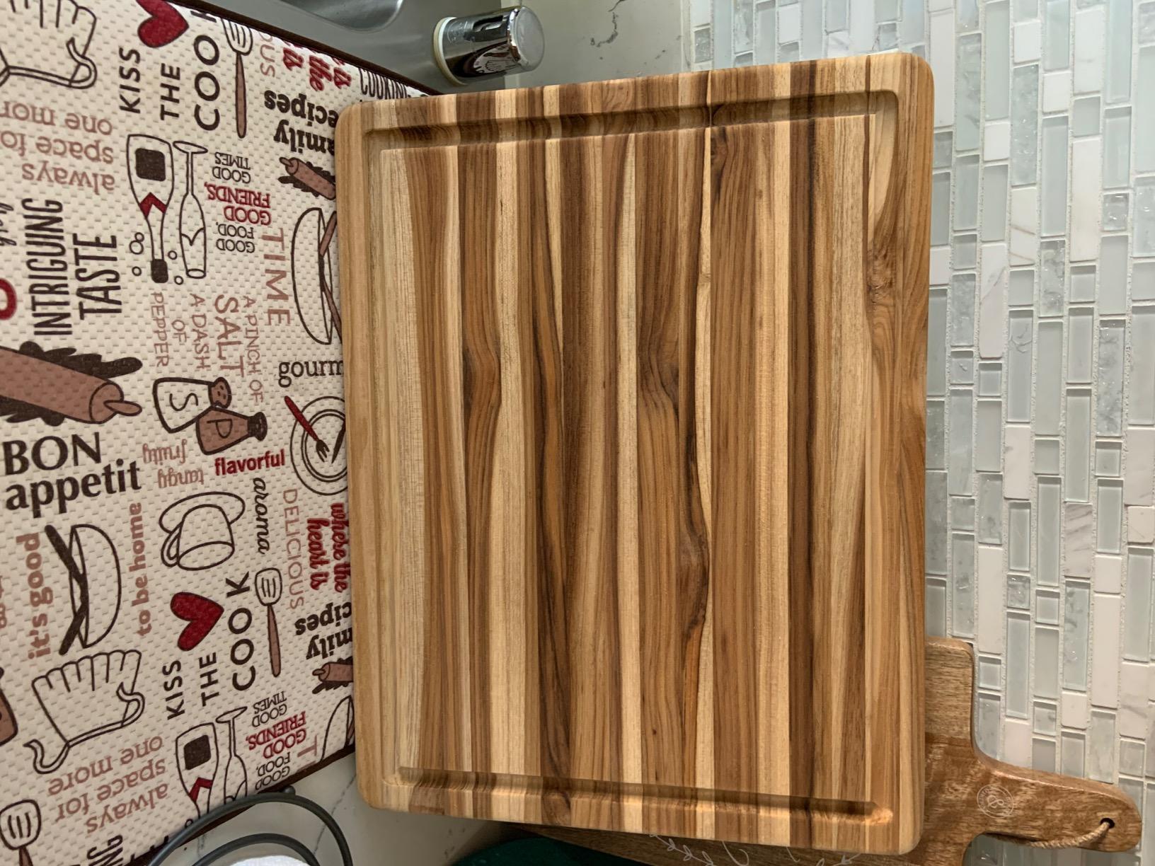 SHUMARU Mahogany End Grain Cutting Board, 17×13×1.6 in - Handmade Butcher Block, Knife-Friendly, Juice Groove, Non-Slip Feet customer photo 2