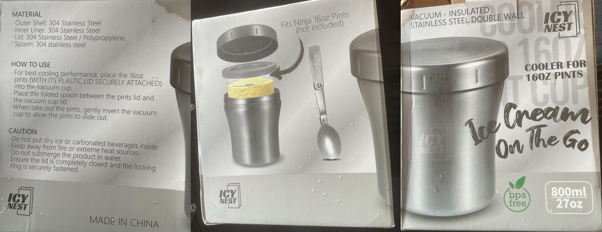 Stainless Steel Cooler for Ninja Creami Pint Containers - Double-wall vacuum insulated stainless steel, Keeps ice cream frozen longer, Fits Ninja Creami NC299AMZ, NC300, NC301 series customer photo 2