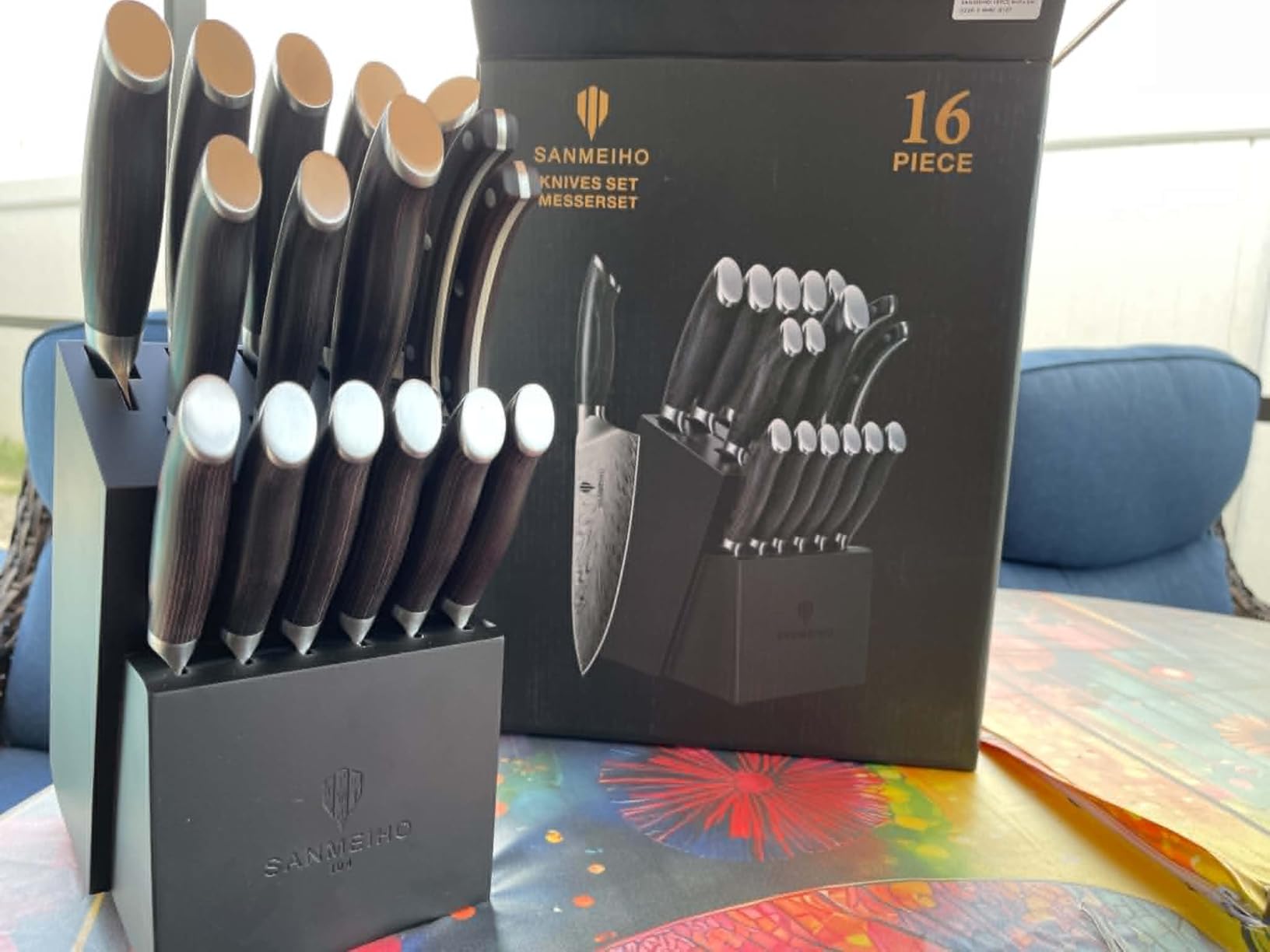 16 Pieces Knife Set, Knife Block Set in Powder Steel, Ultra Sharp | Kitchen Knives Set High Hardness Japanese Knife Set with Ergonomic Pakkawood Handle, Chef Knives Set for Kitchen Cooking customer photo 2