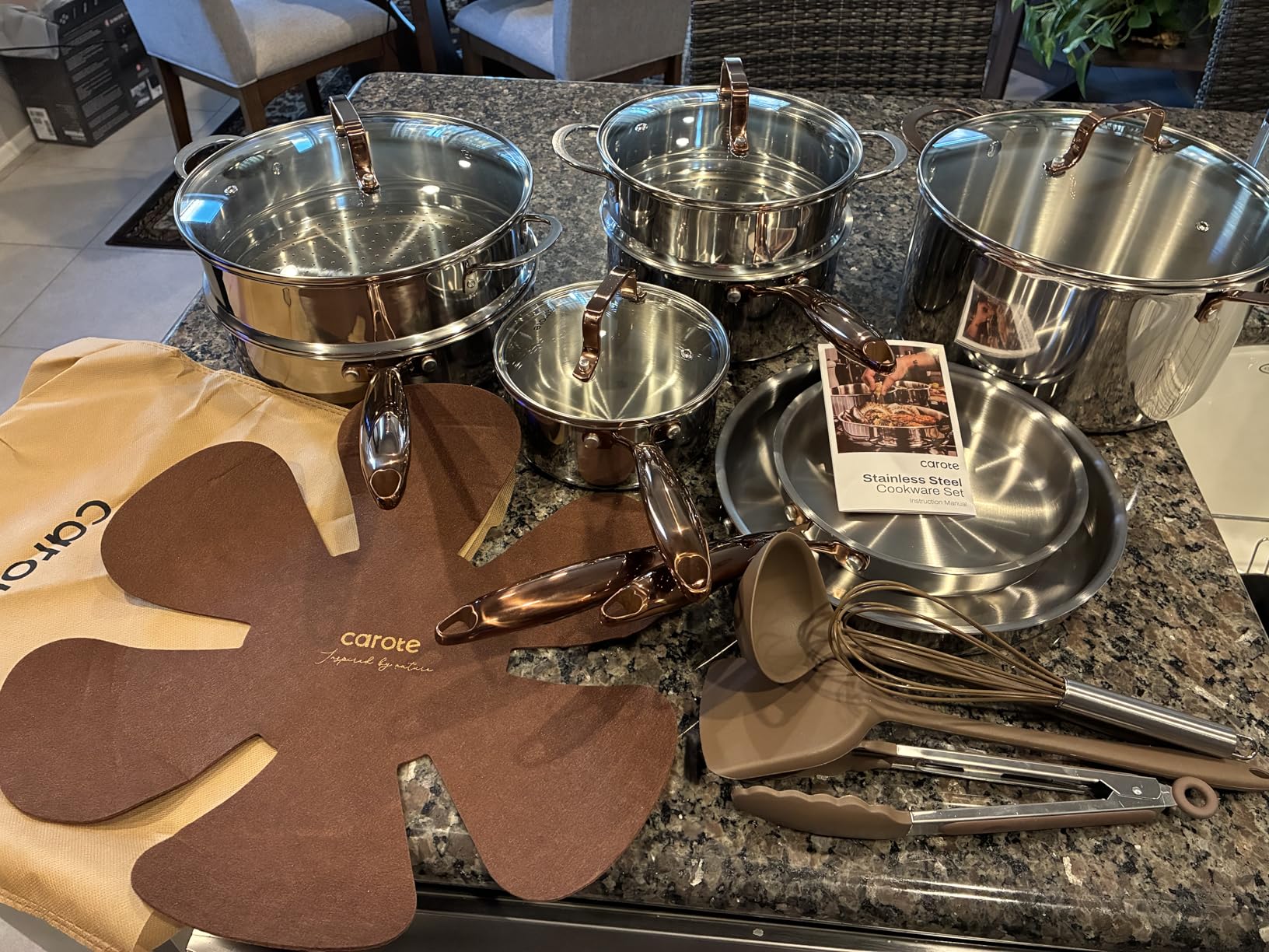 CAROTE 21pcs Tri-Ply Stainless Steel Cookware Set, Pots and Pans Set, Non Toxic Induction Kitchen Cooking Sets, Cookware Collection, Silver customer photo 2