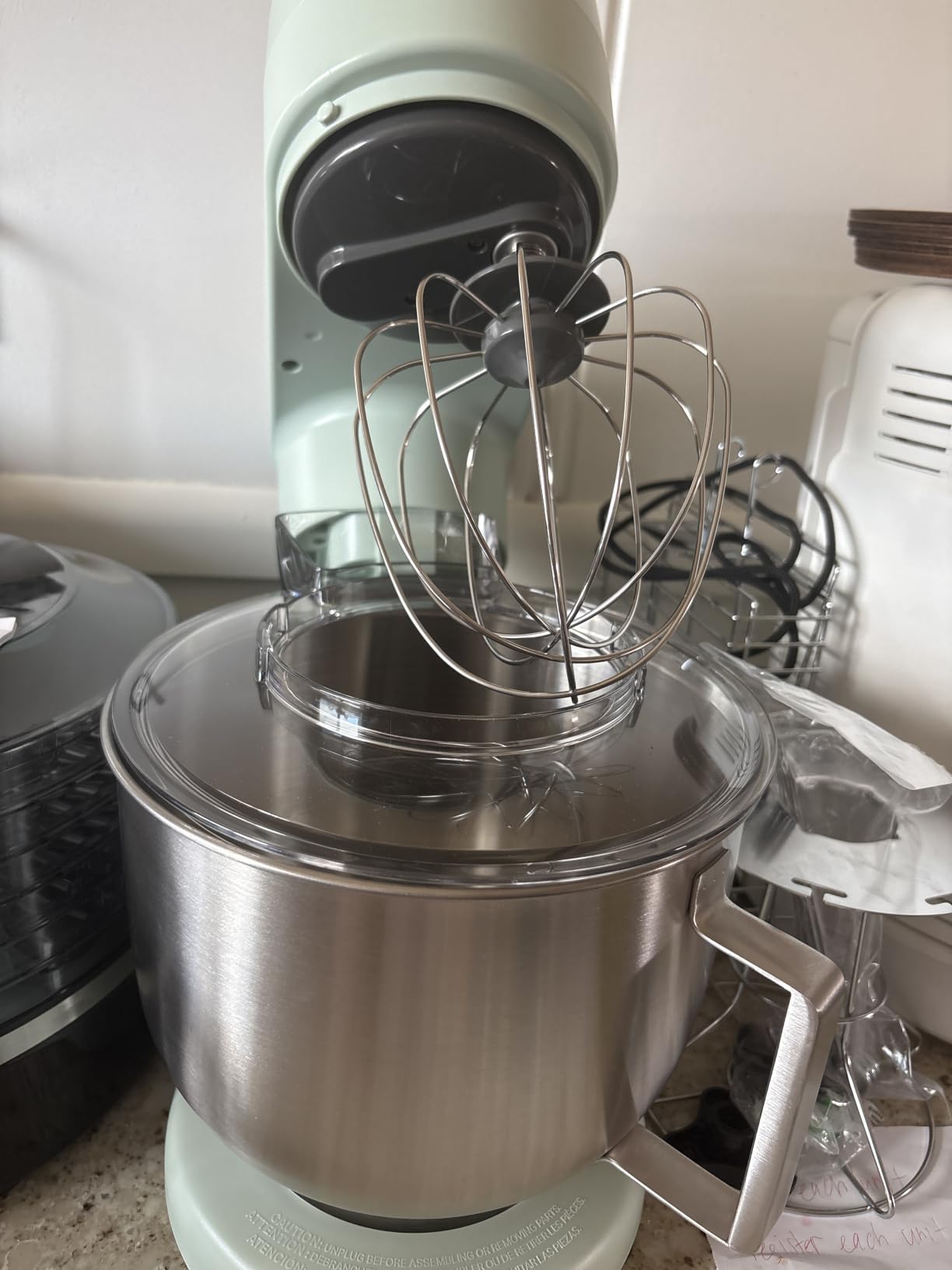 Martha Stewart 5.3QT Tilt Head Stand Mixer, 12 Speeds, Stainless Steel Bowl | Dough Hook, Stainless Whisk, Beater, Removable Splash Shield, Bread, Cake & Whipping, Electric Kitchen Mixer, Sky Blue customer photo 1